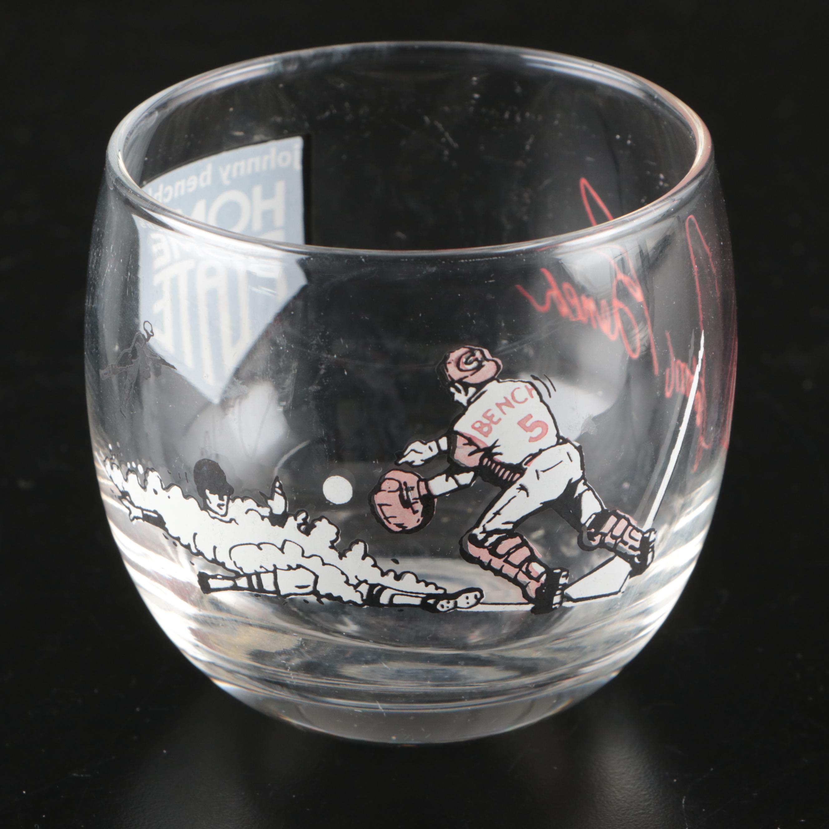 Equestrian Glass Bowl with Horse Jockey and Cincinnati Reds Glasses