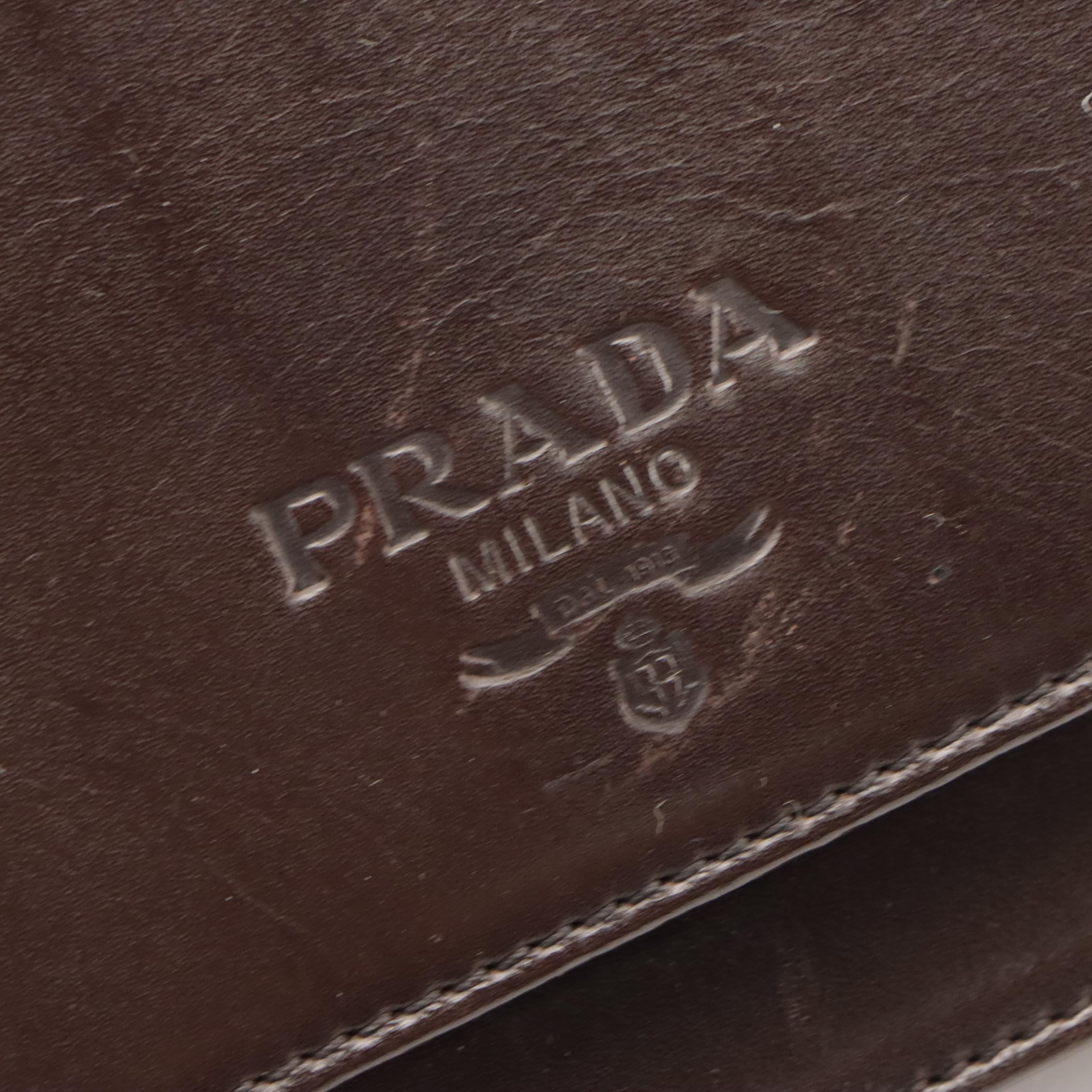 Prada Gusset Shoulder Bag in Dark Brown Leather