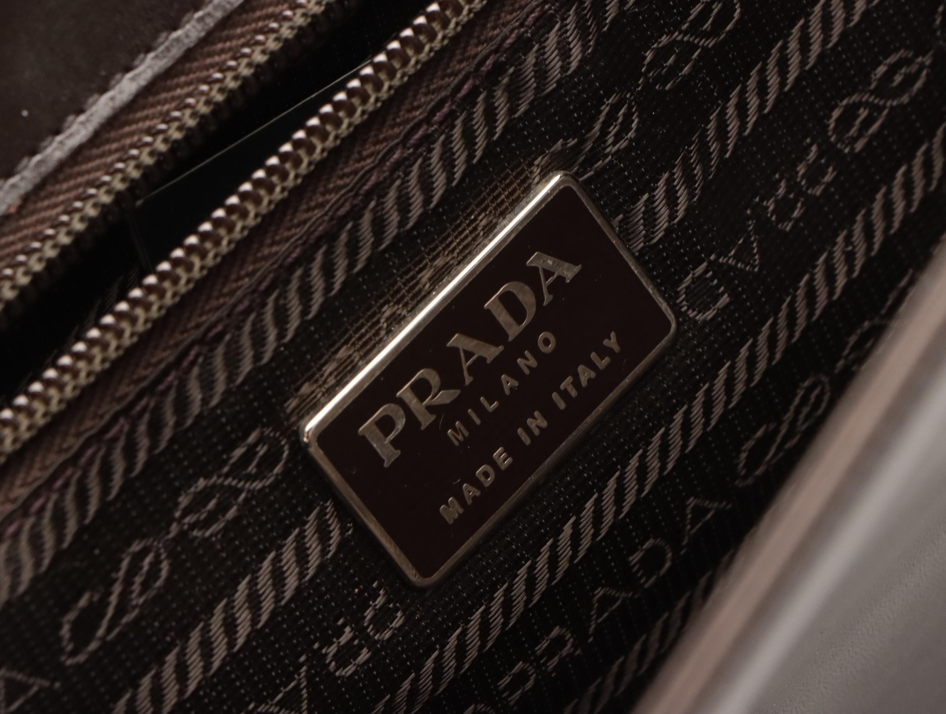 Prada Gusset Shoulder Bag in Dark Brown Leather