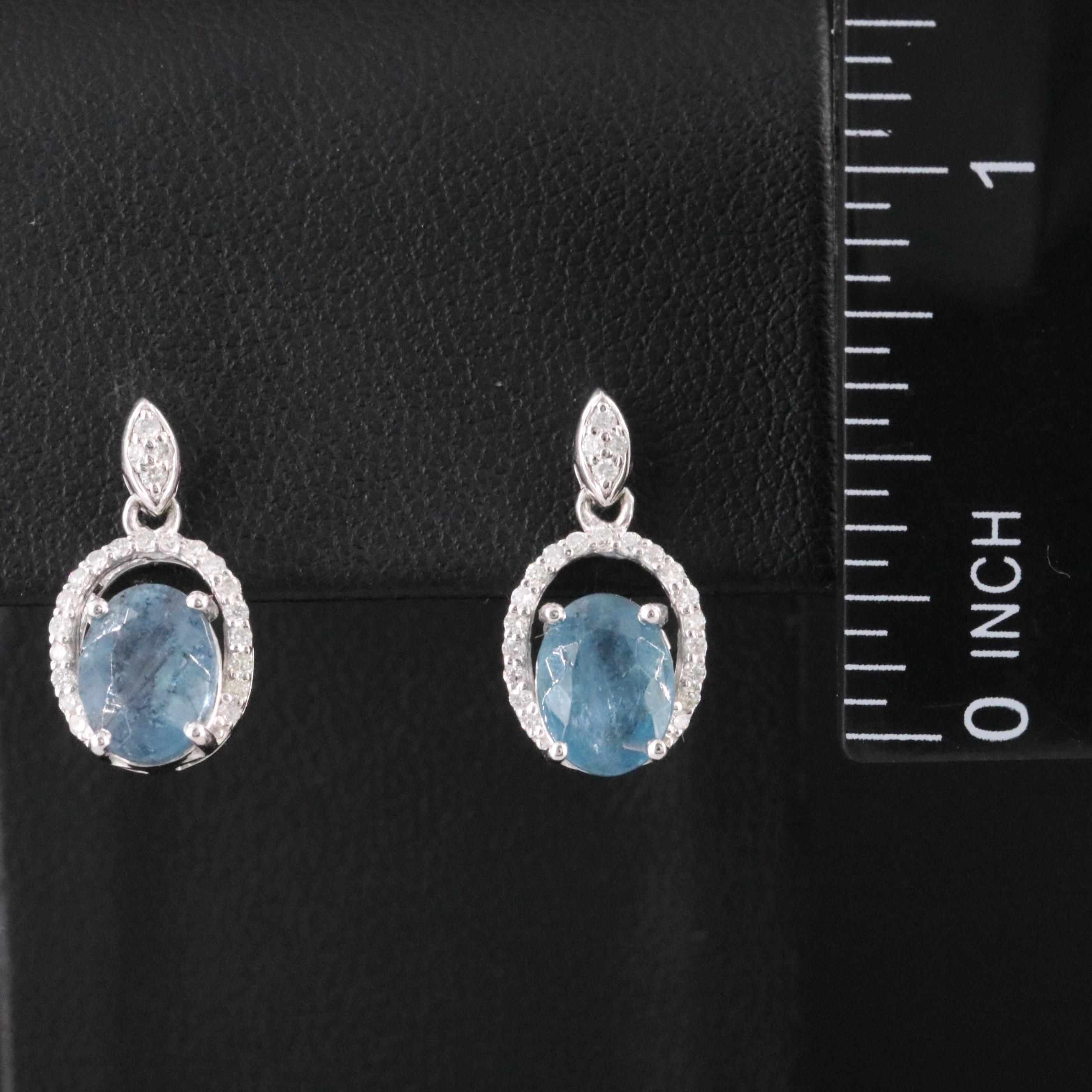 Oscar Friedman Platinum, Aquamarine and Diamond Earrings
