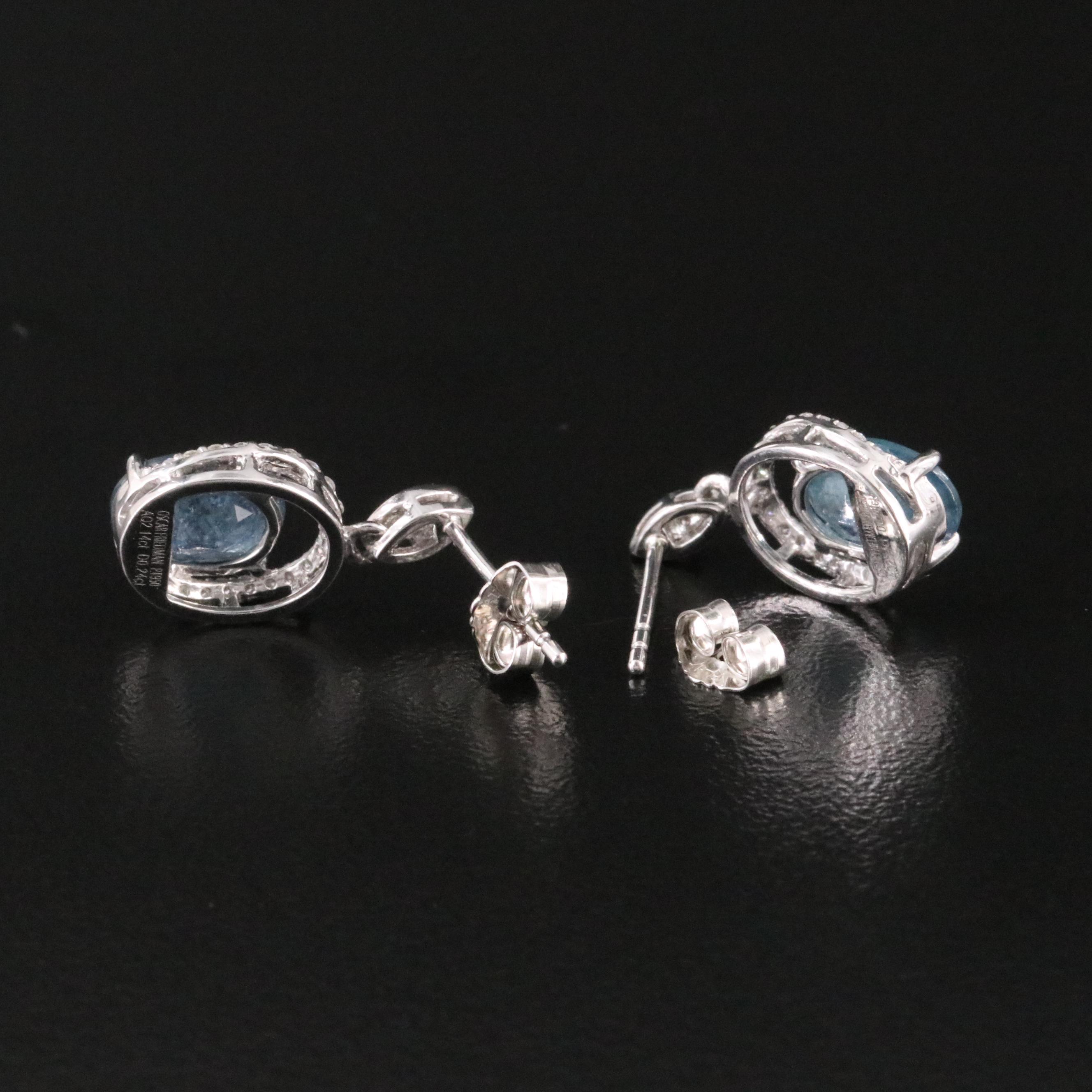 Oscar Friedman Platinum, Aquamarine and Diamond Earrings