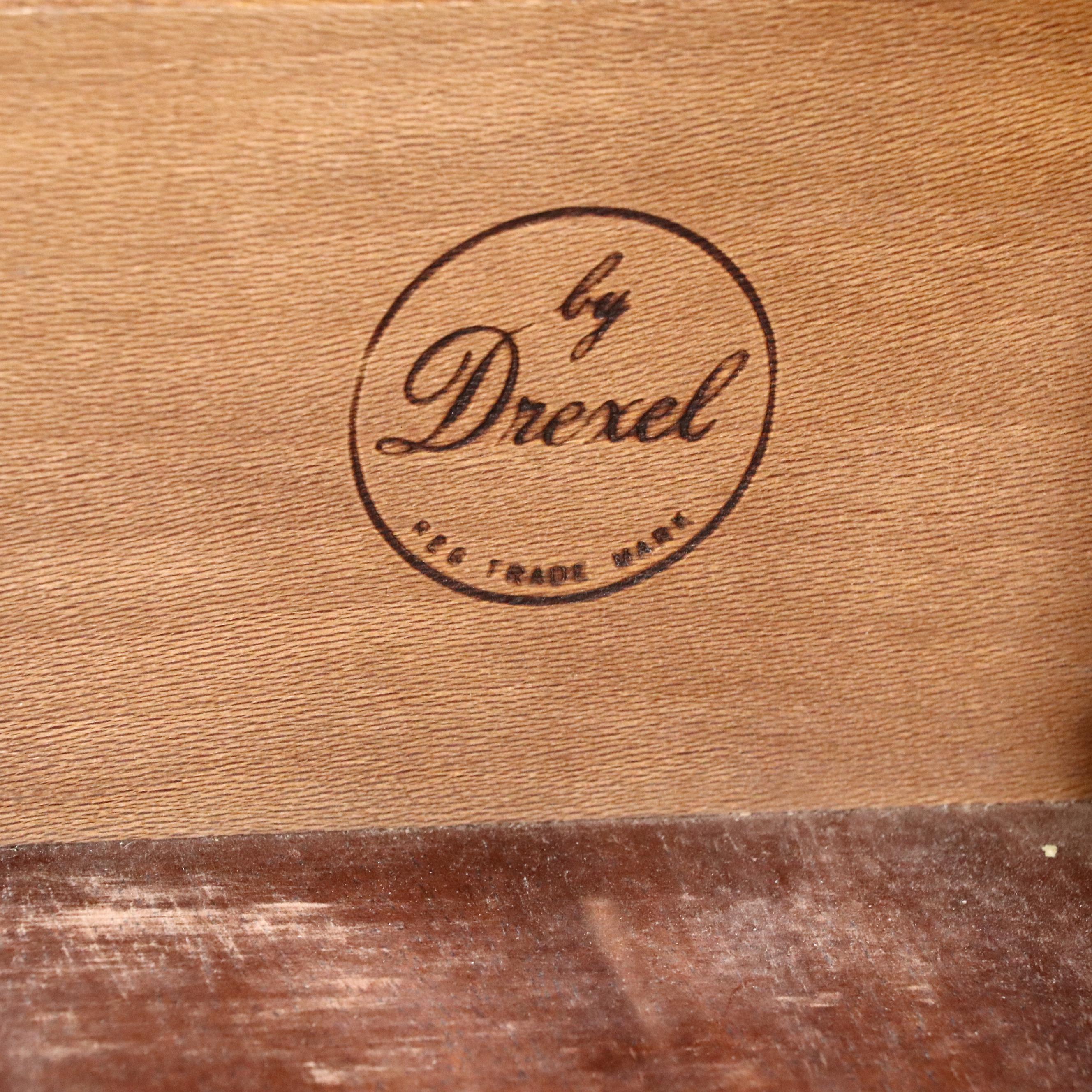 Pair of Drexel "Travis Court Group" Serpentine Front Mahogany Chests of Drawers