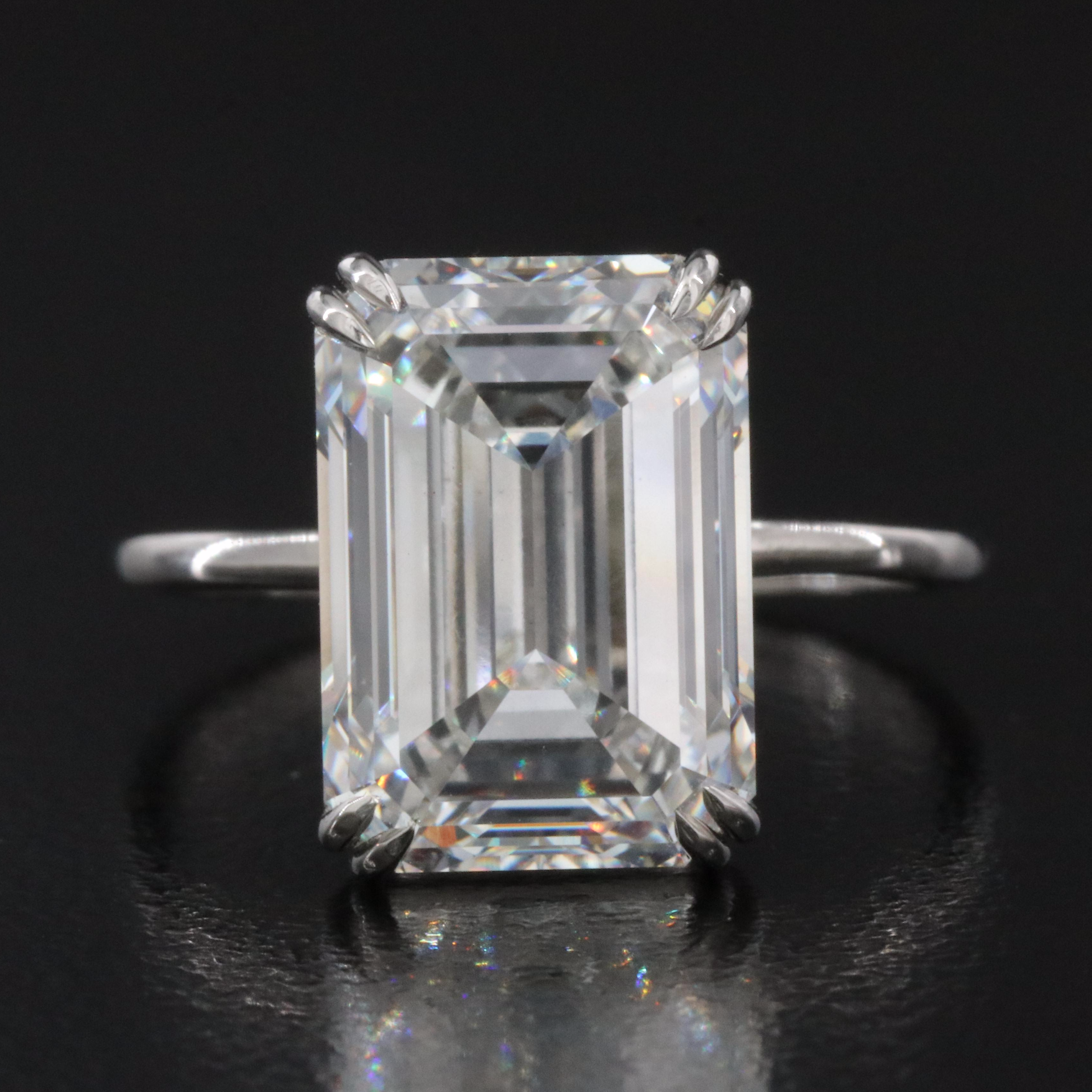 Platinum 6.09 CT Lab Grown Diamond Solitaire Ring with IGI Report