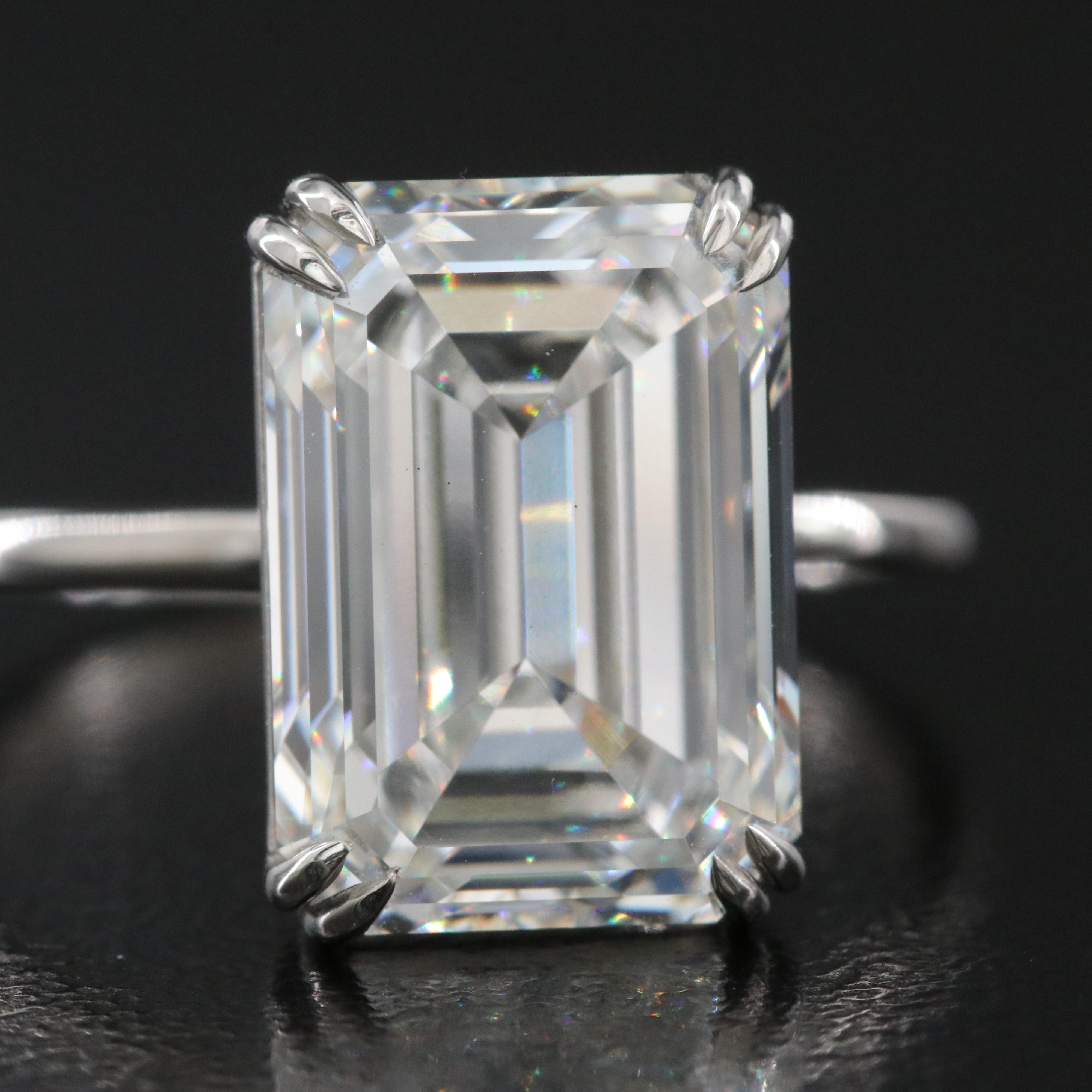 Platinum 6.09 CT Lab Grown Diamond Solitaire Ring with IGI Report