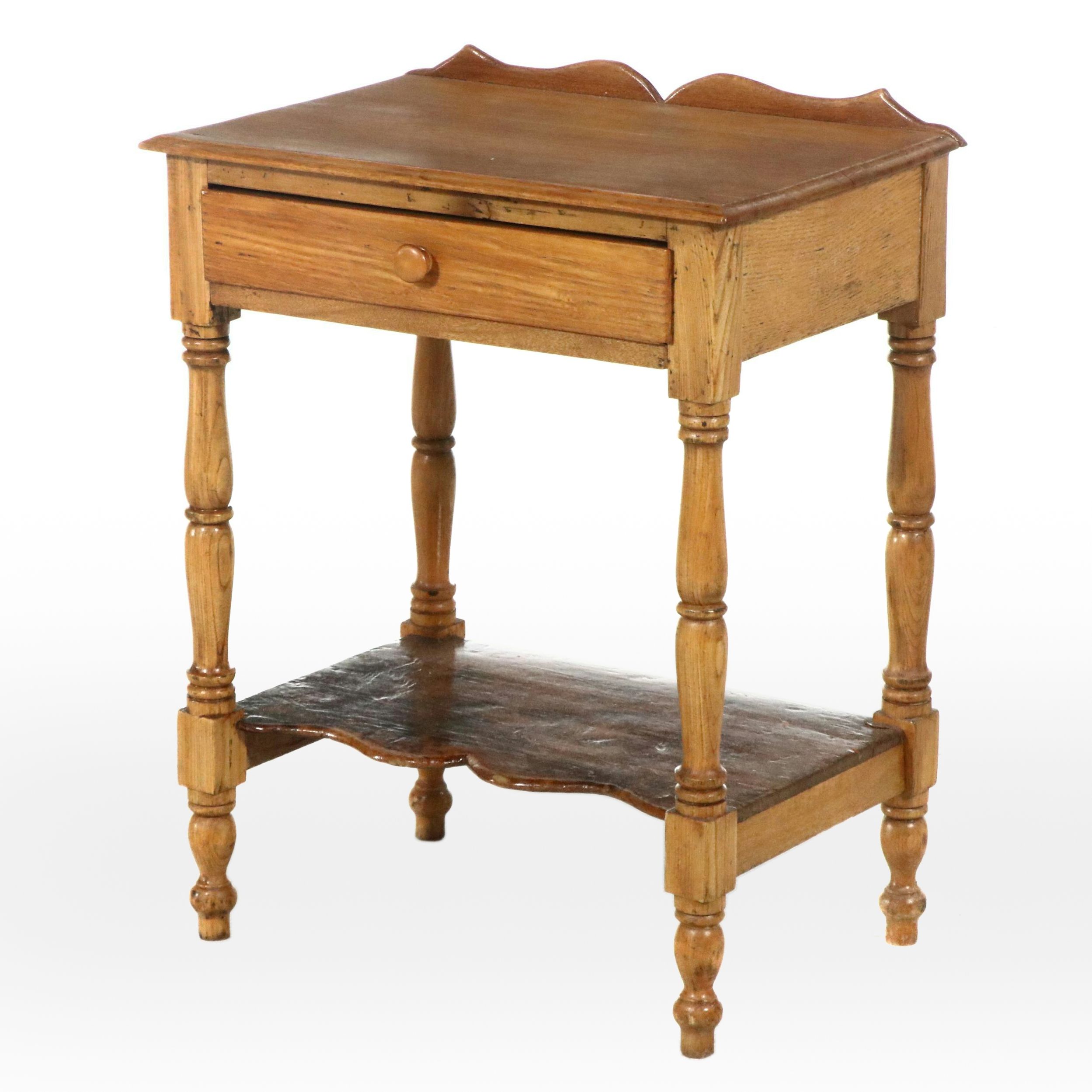 American Primitive Oak, Ash, Walnut, Pine, and Poplar Side Table, 19th Century