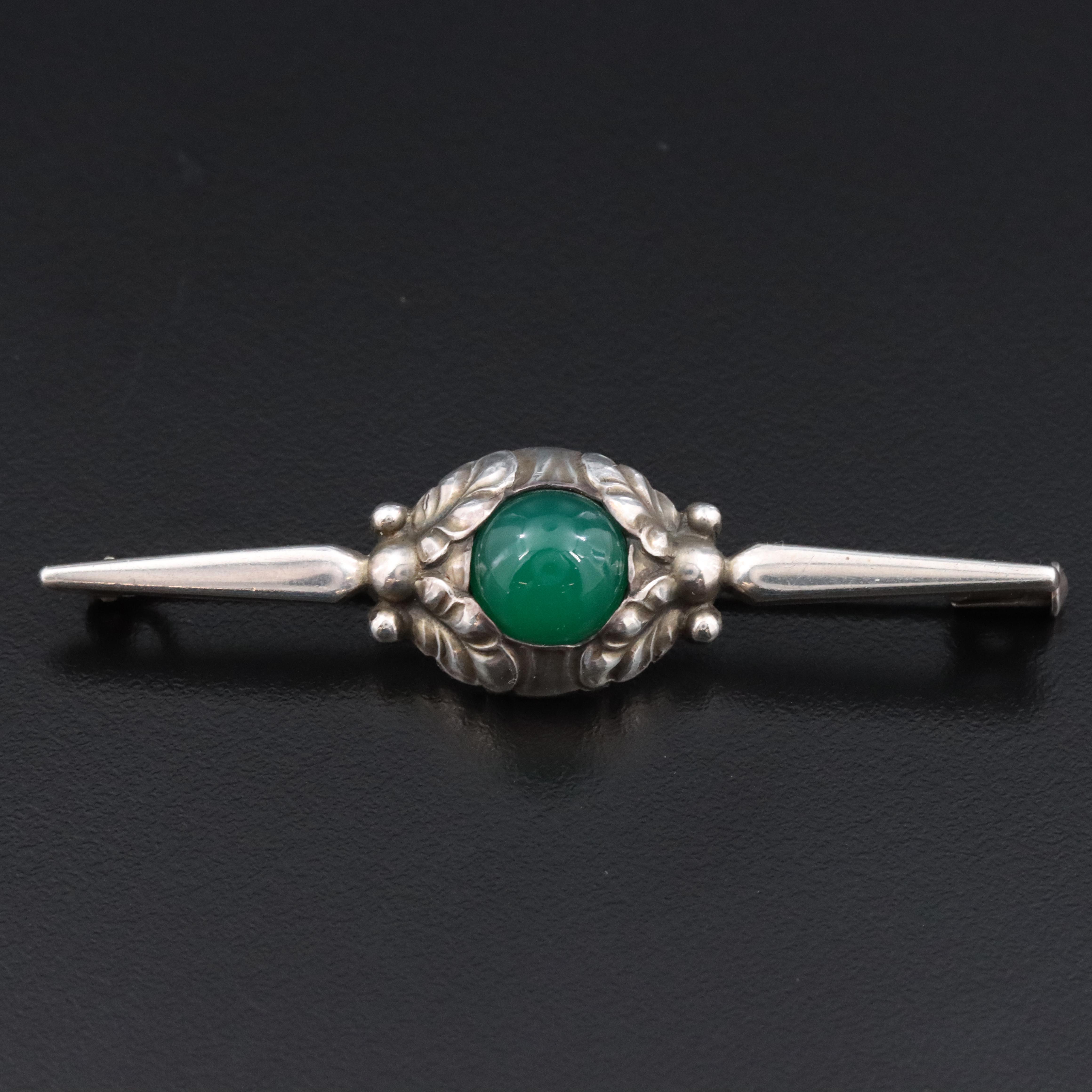 Danish Sterling Chalcedony Pin