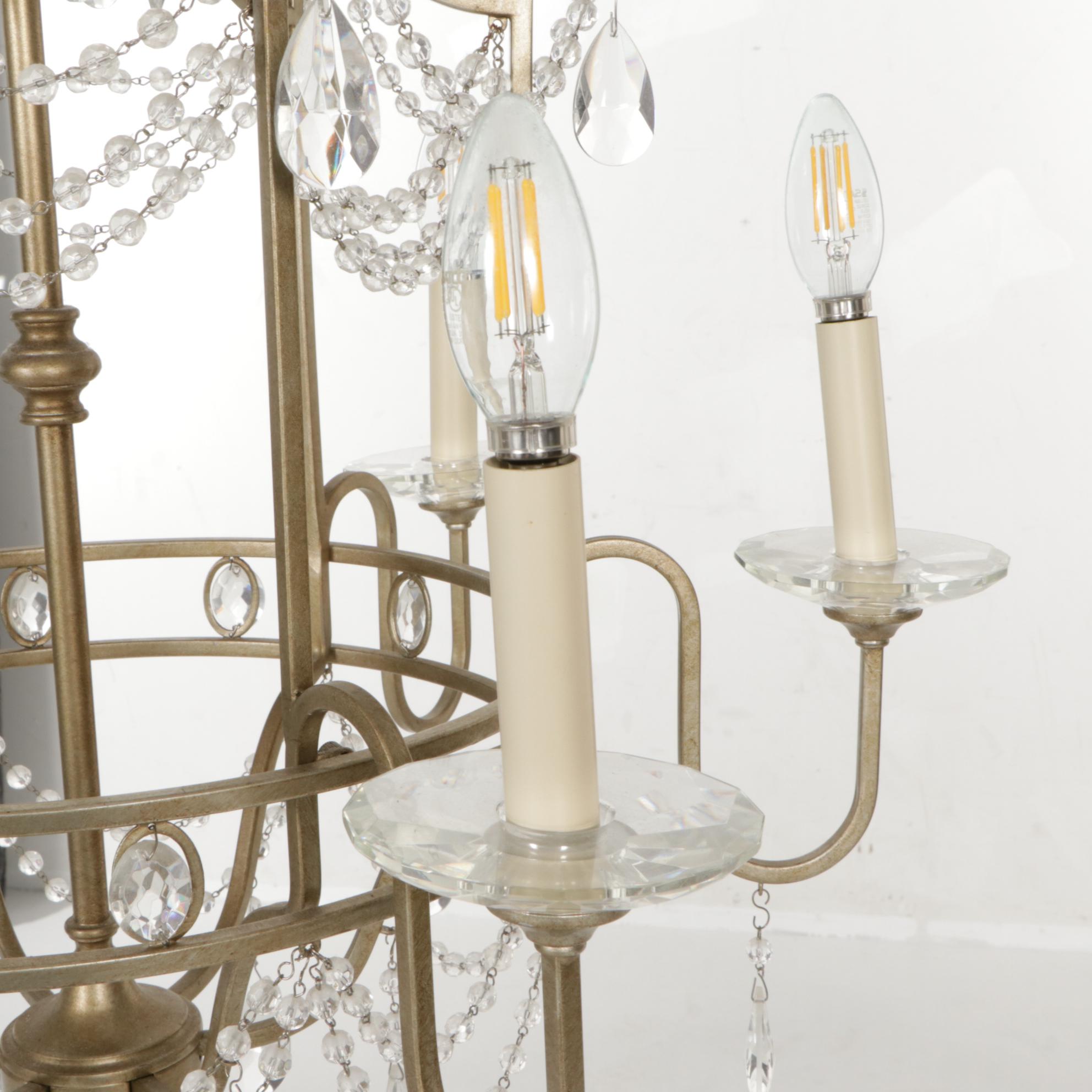 Beaded Candelabra Chandelier with Prisms