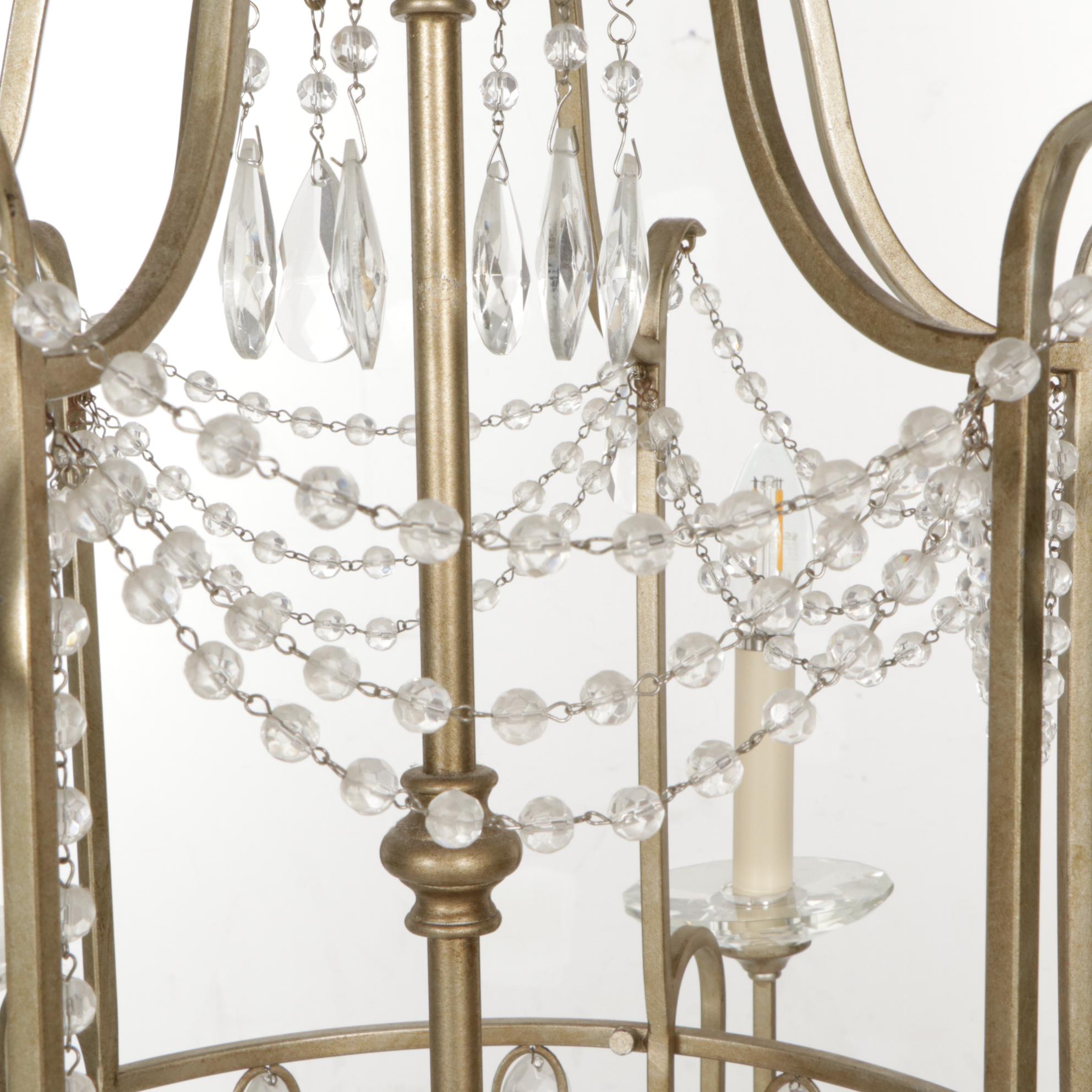 Beaded Candelabra Chandelier with Prisms