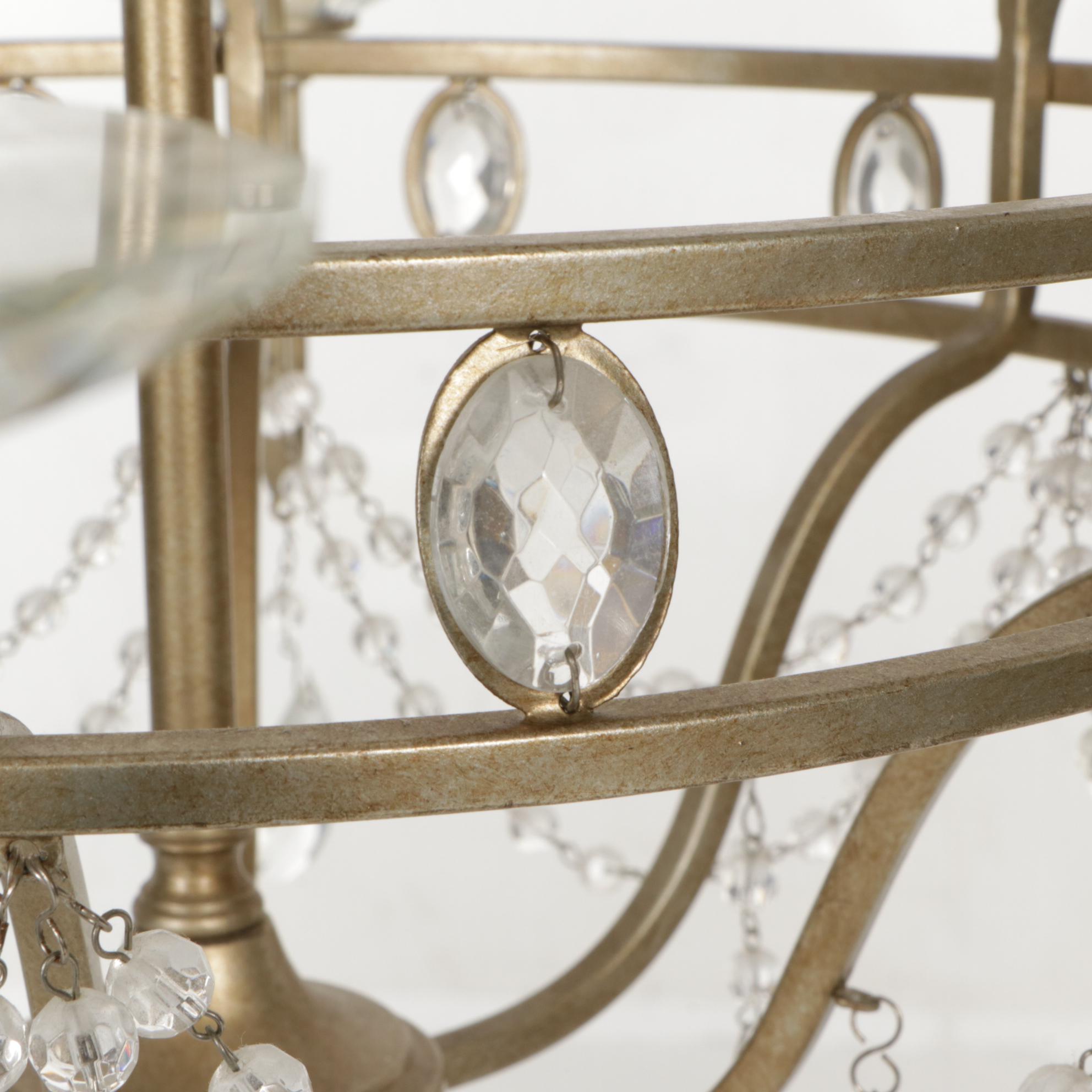 Beaded Candelabra Chandelier with Prisms