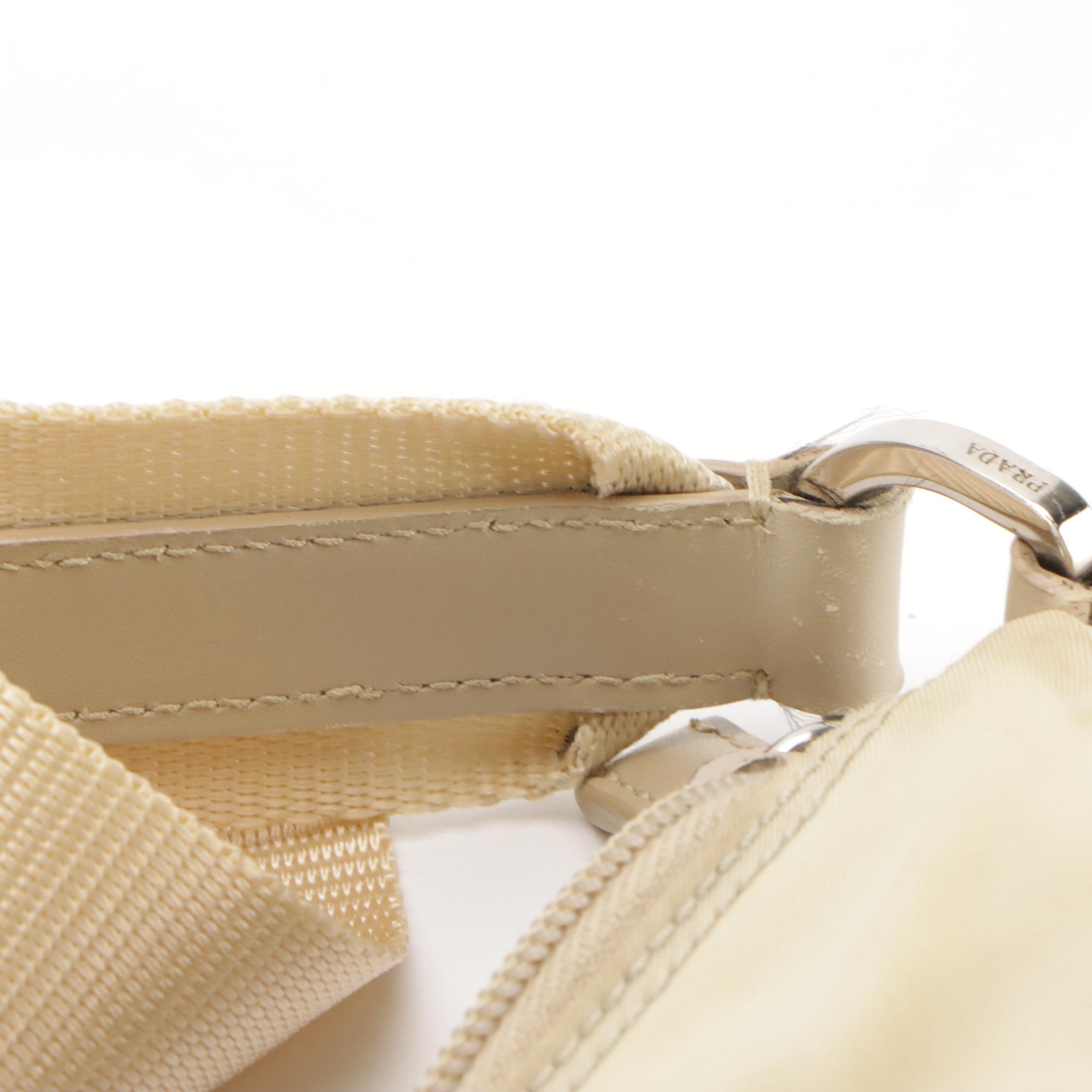 Prada Multi-Pocket Messenger Bag in Sand Beige Tessuto Nylon and Leather Trim