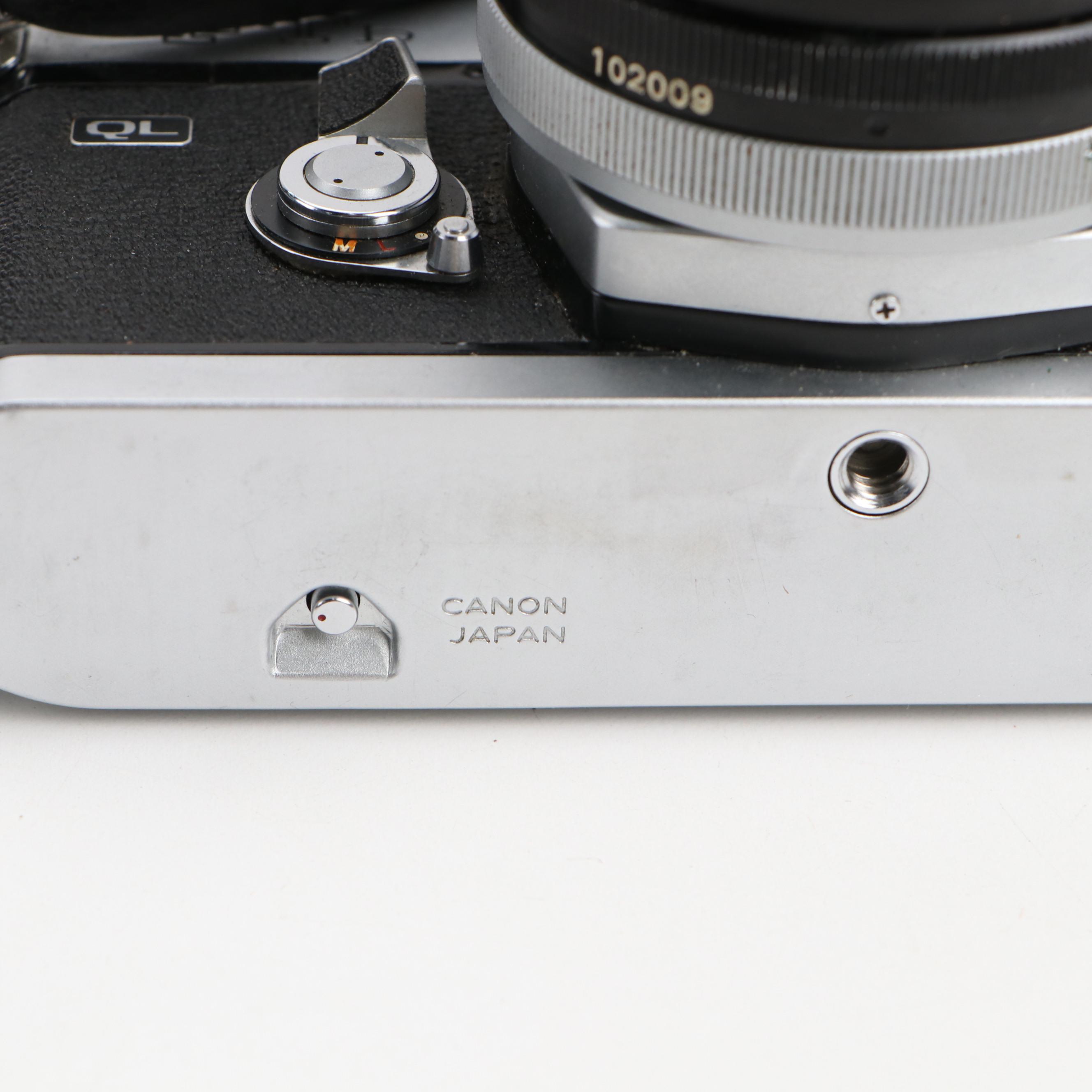 Nikon N75 and Canon Ftb Cameras with Lenses, Bag and Film