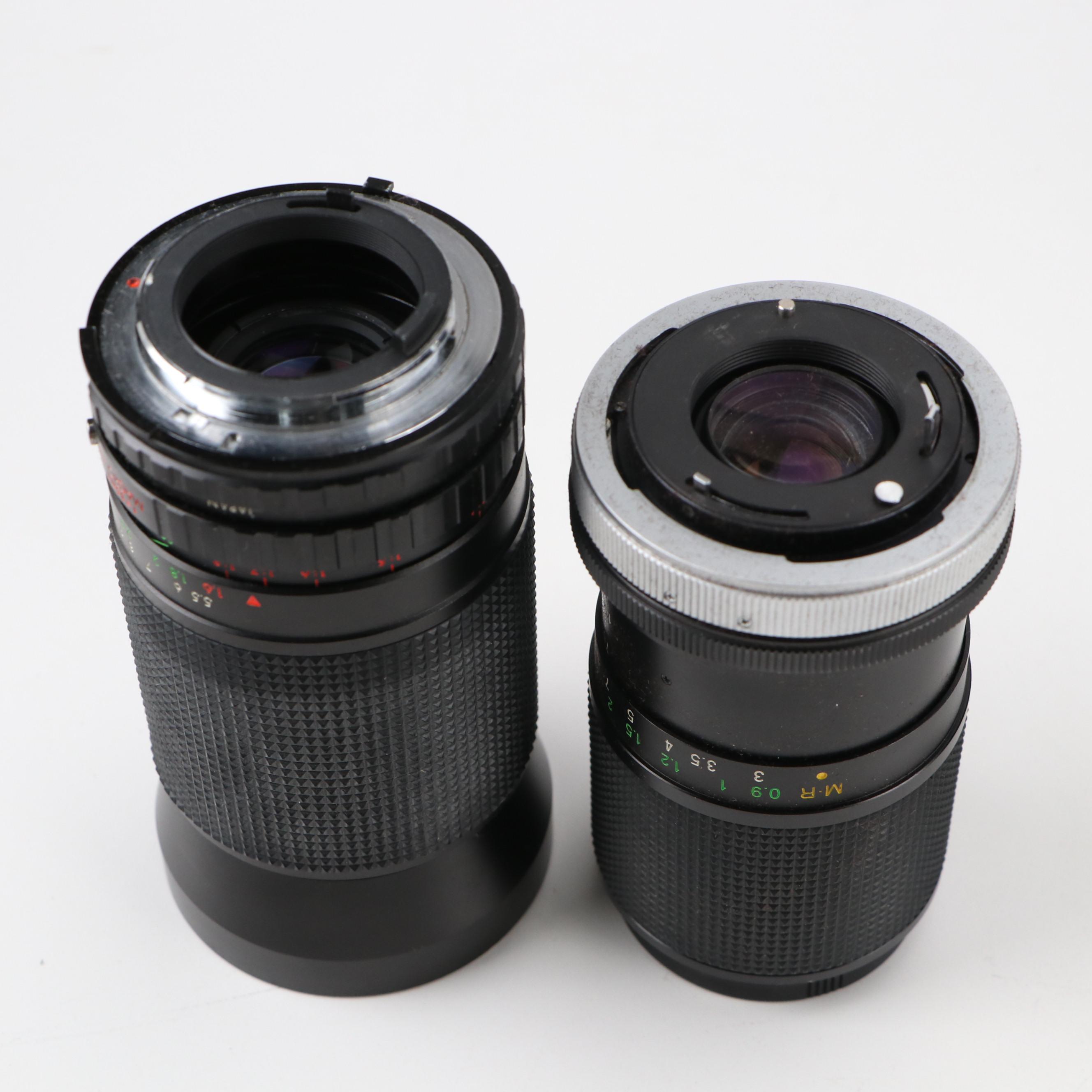 Nikon N75 and Canon Ftb Cameras with Lenses, Bag and Film