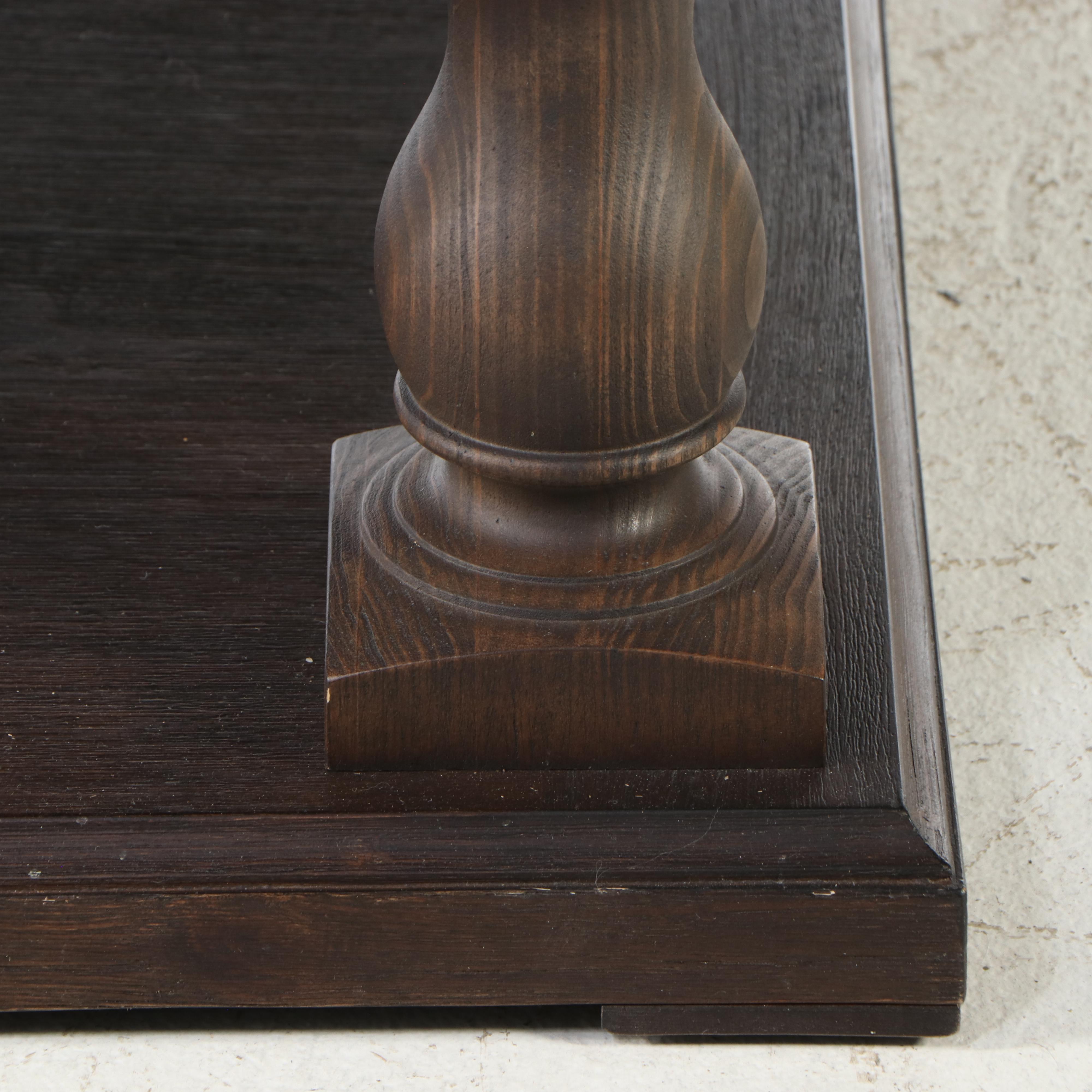 Restoration Hardware "Monastery" Wood Baluster Coffee Table with Stretcher Shelf