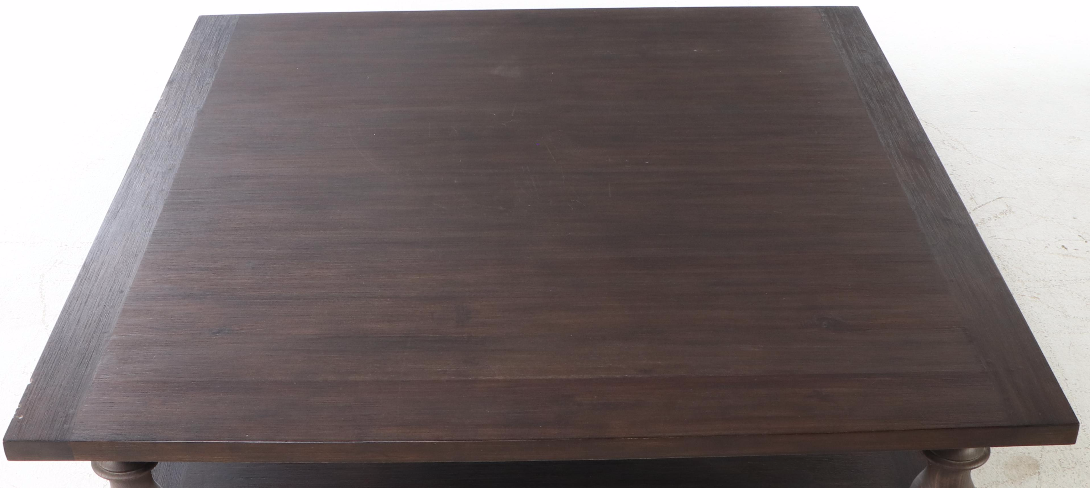 Restoration Hardware "Monastery" Wood Baluster Coffee Table with Stretcher Shelf