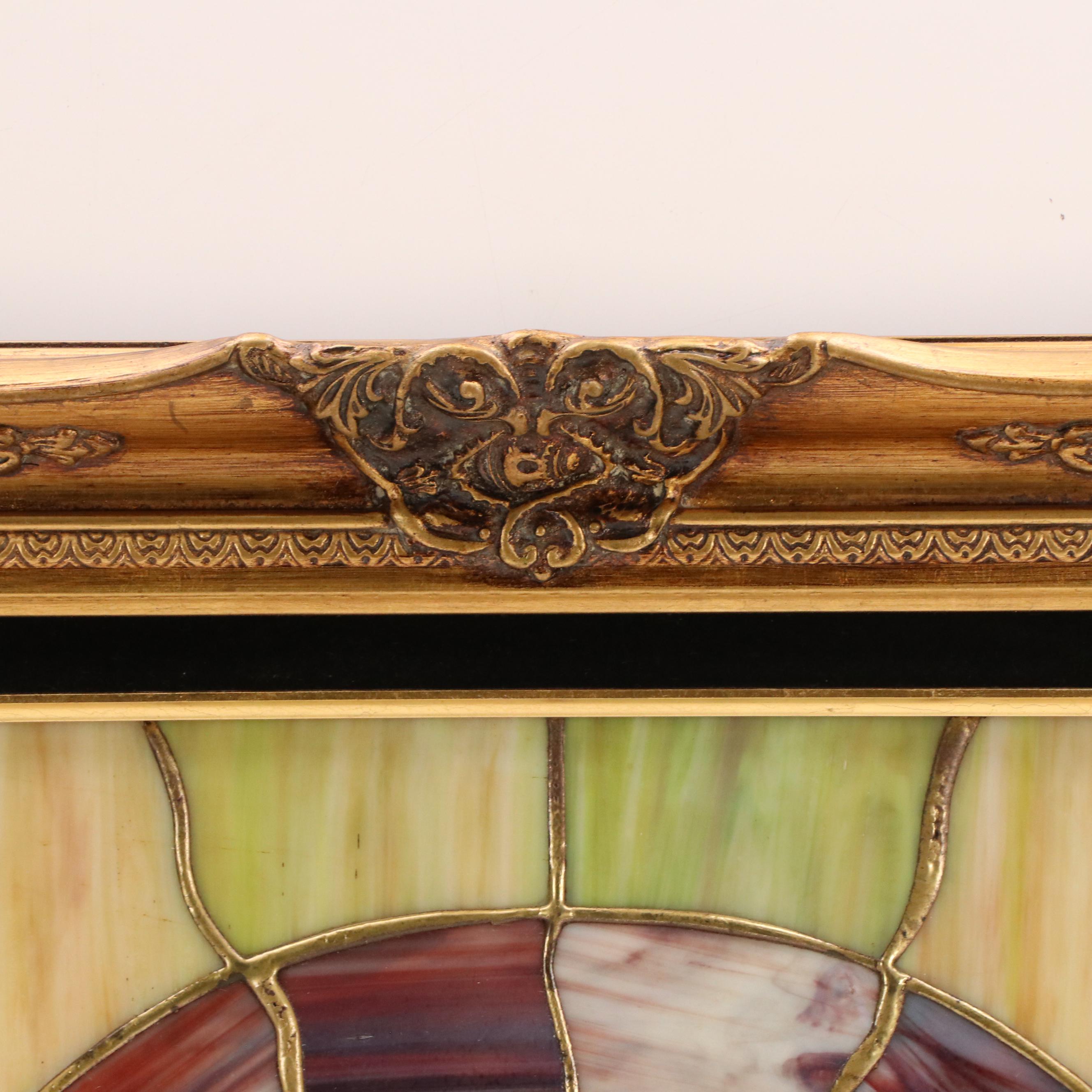 Stained Glass Wall Clock, Mid to Late 20th Century