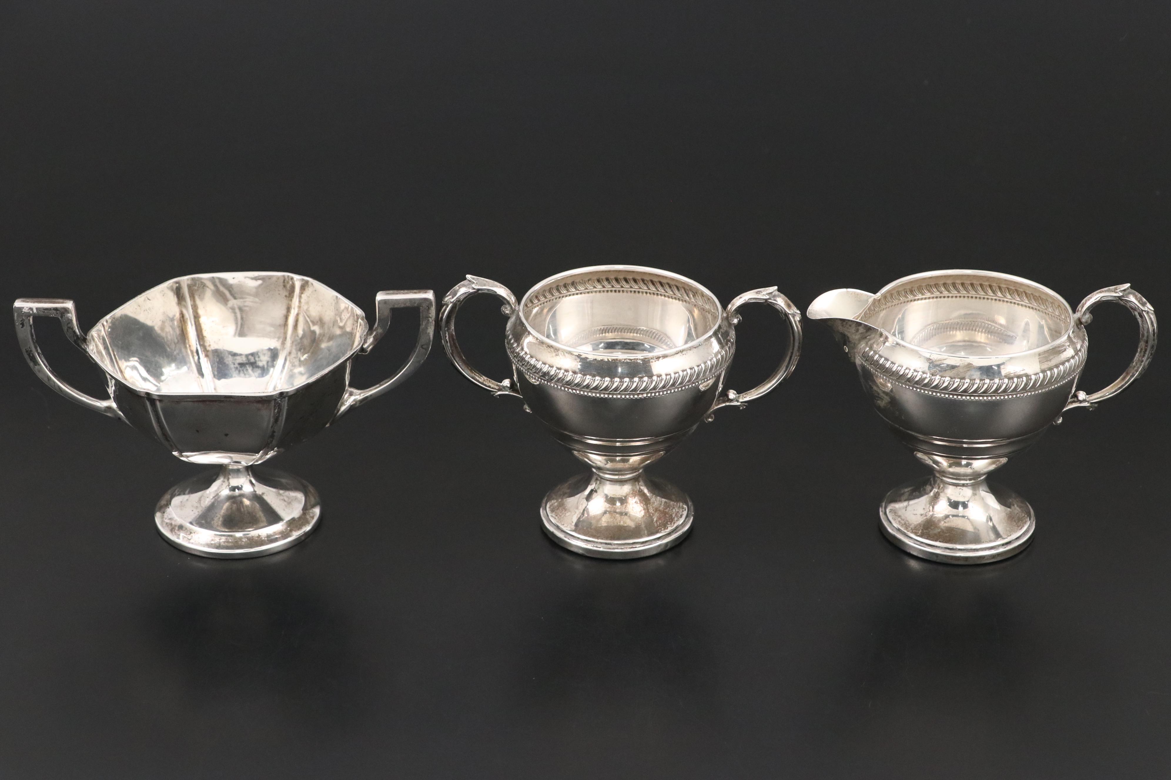 Fisher Weighted Sterling Creamer and Sugar with Other Table Accessories