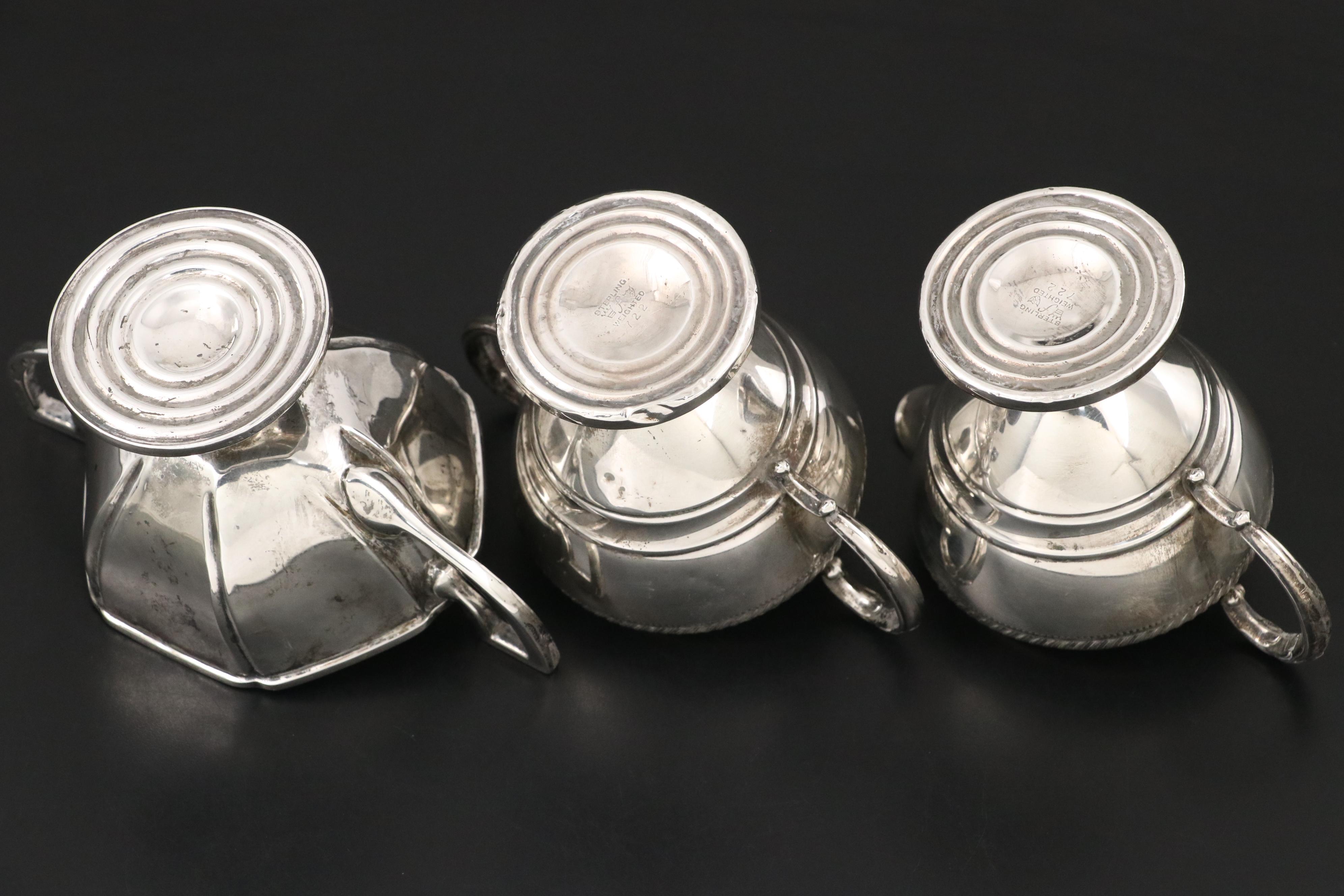 Fisher Weighted Sterling Creamer and Sugar with Other Table Accessories