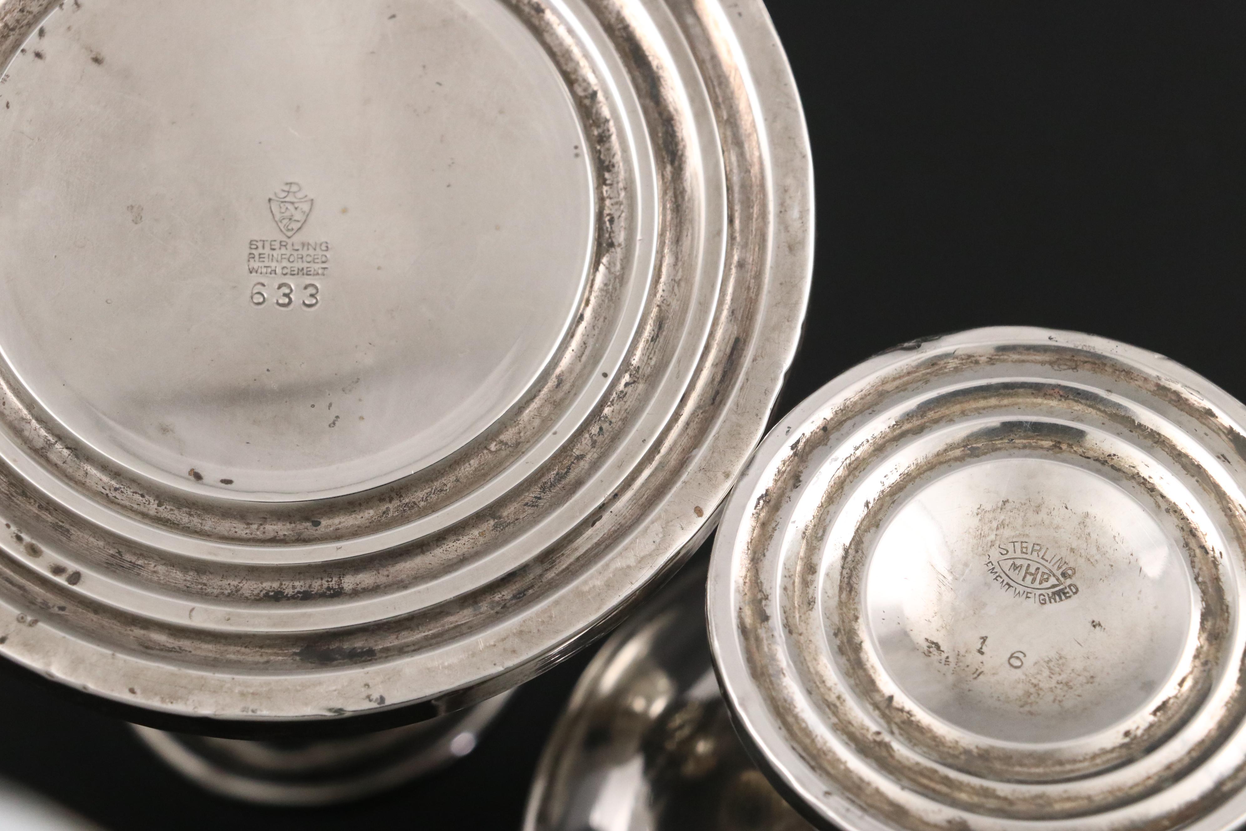 Fisher Weighted Sterling Creamer and Sugar with Other Table Accessories