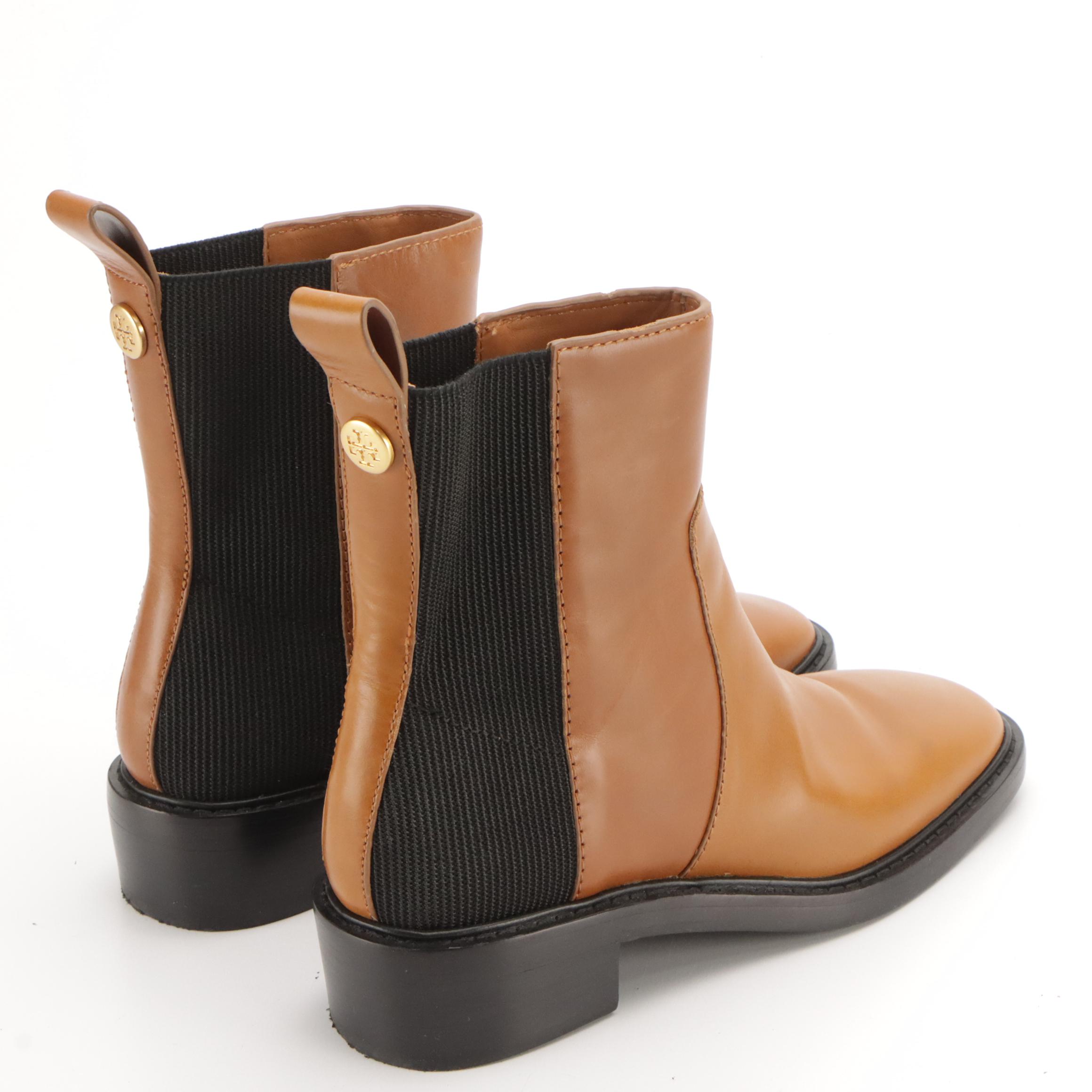 Tory Burch Sierra Antik Chelsea Boots in Bonnie Brown Leather and Textile