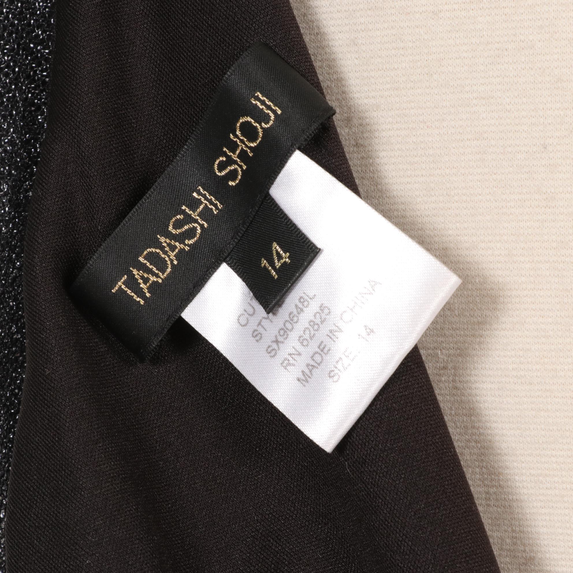 Tadashi Shoji Metallic Silver One-Shoulder Evening Gown