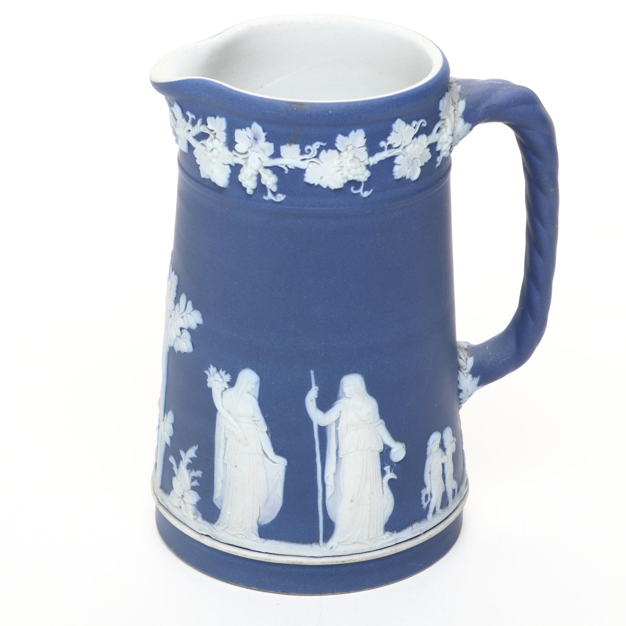 Wedgwood Jasperware Pitcher, Ashtray, and Small Dish