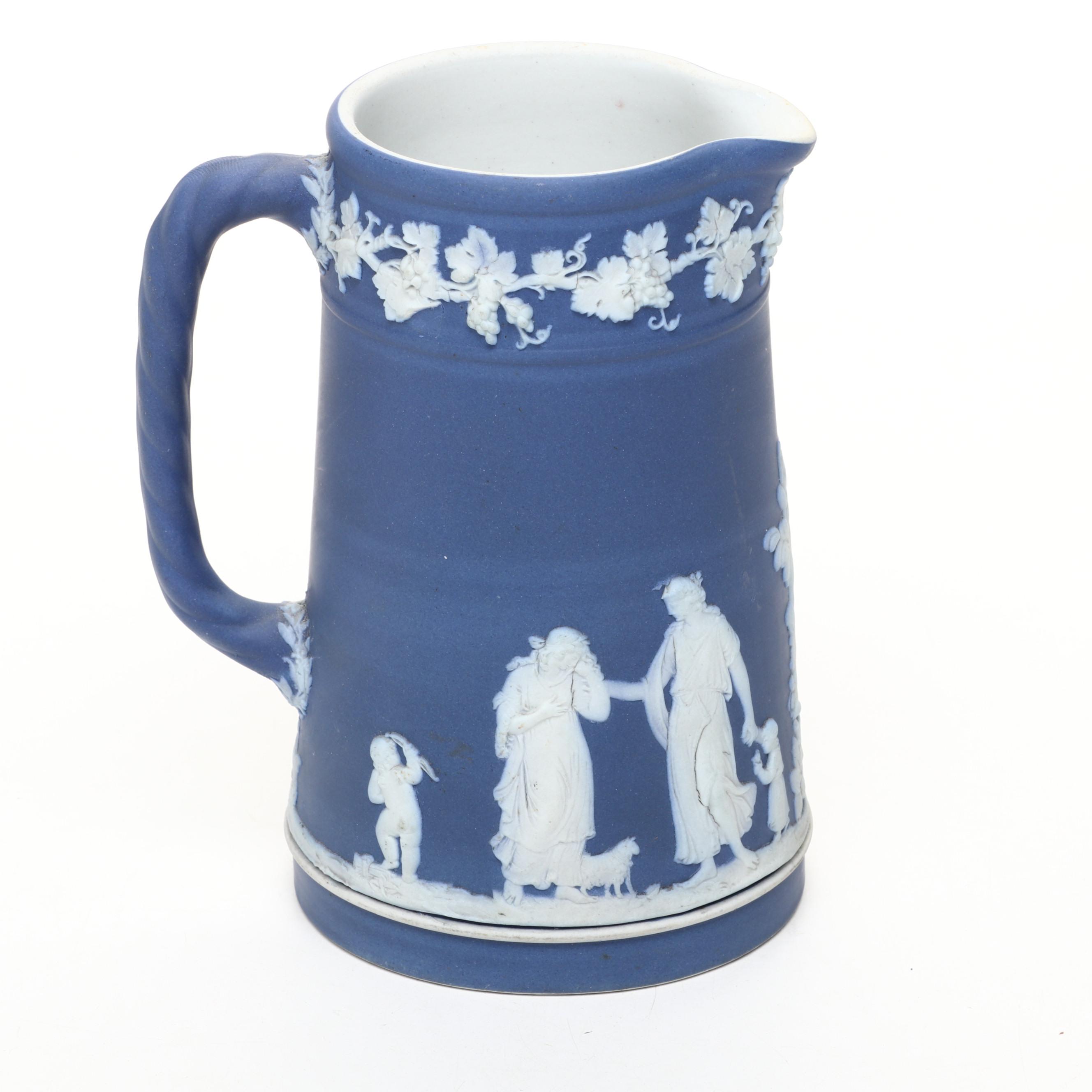 Wedgwood Jasperware Pitcher, Ashtray, and Small Dish