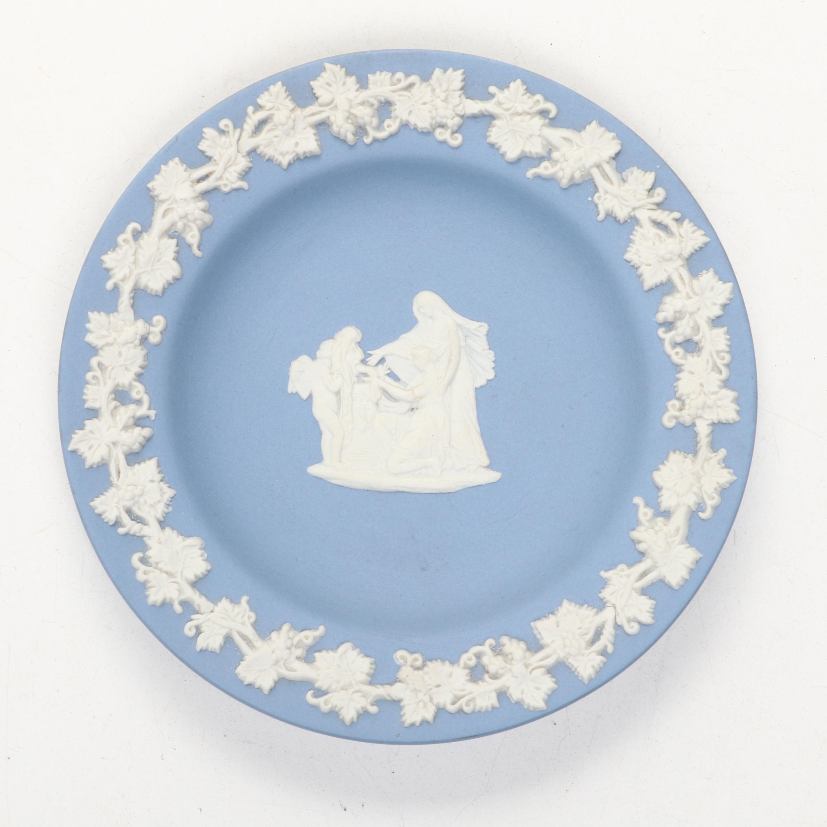 Wedgwood Jasperware Pitcher, Ashtray, and Small Dish