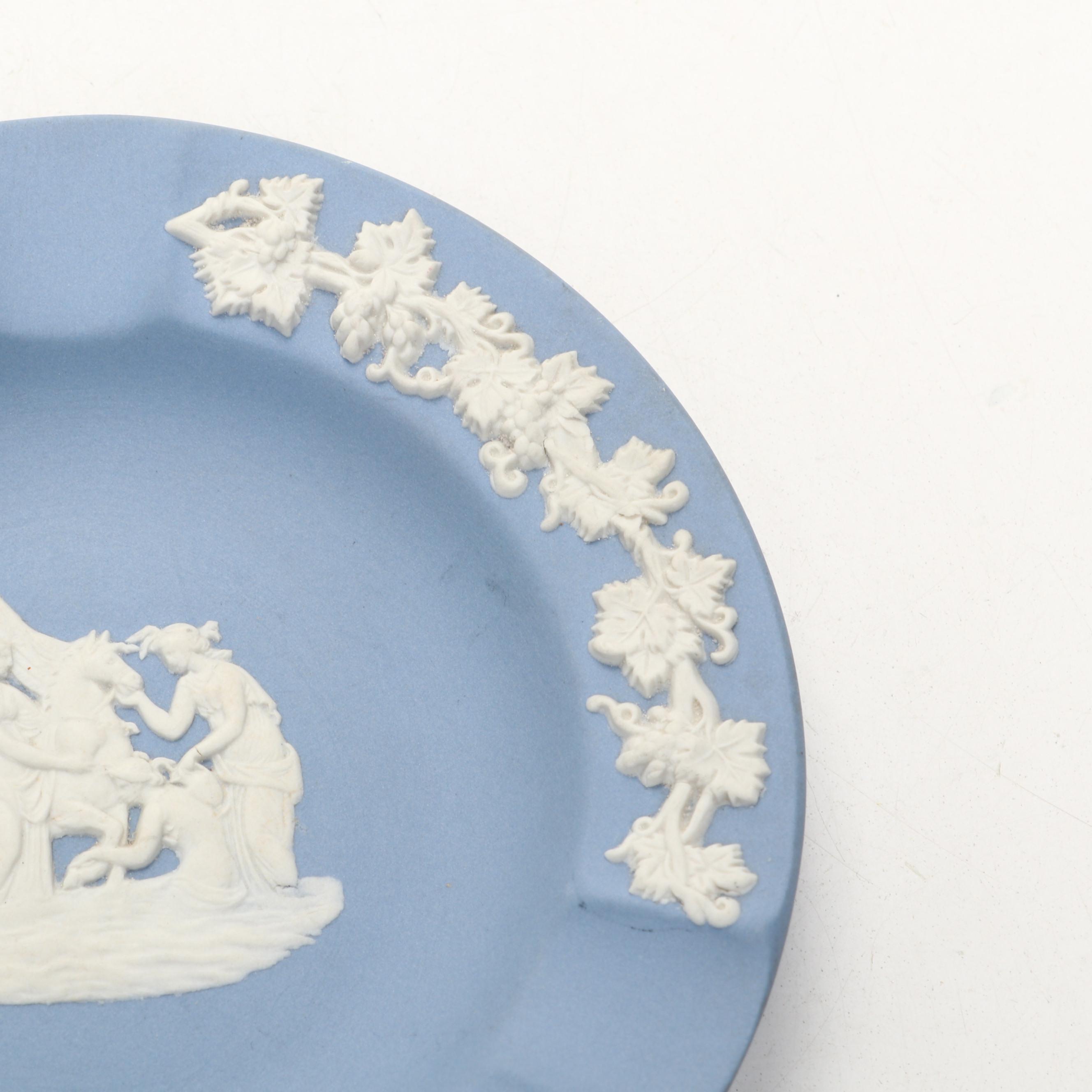 Wedgwood Jasperware Pitcher, Ashtray, and Small Dish