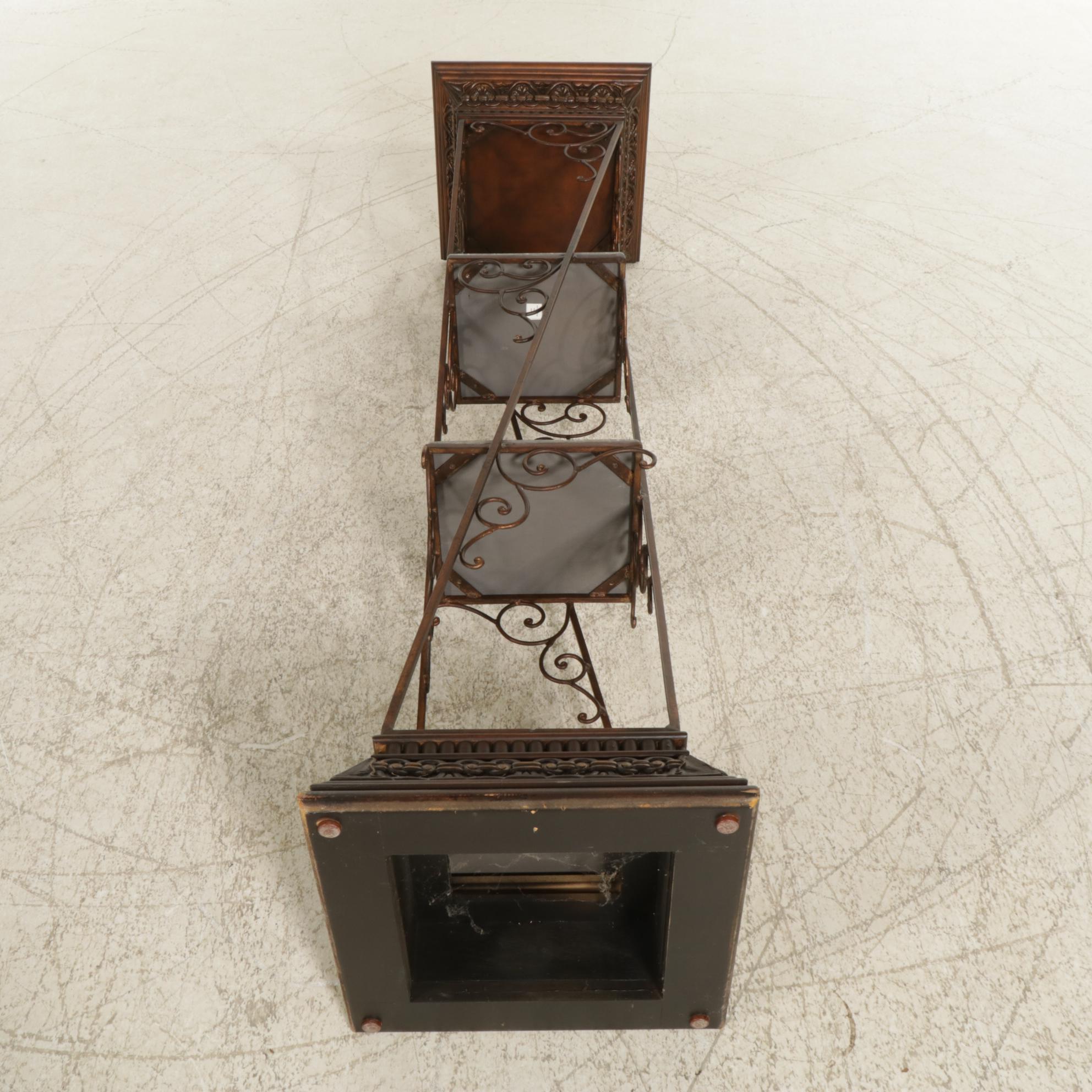 Neoclassical Metal Display with Tessellated Marble Shelves