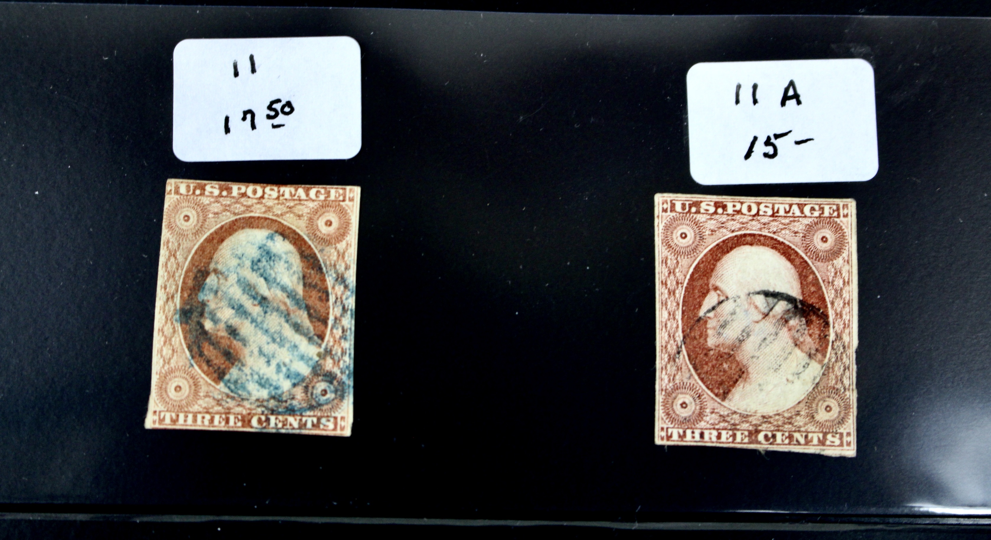 Fifteen Early American Postage Stamps, Scott #s 7 to 73