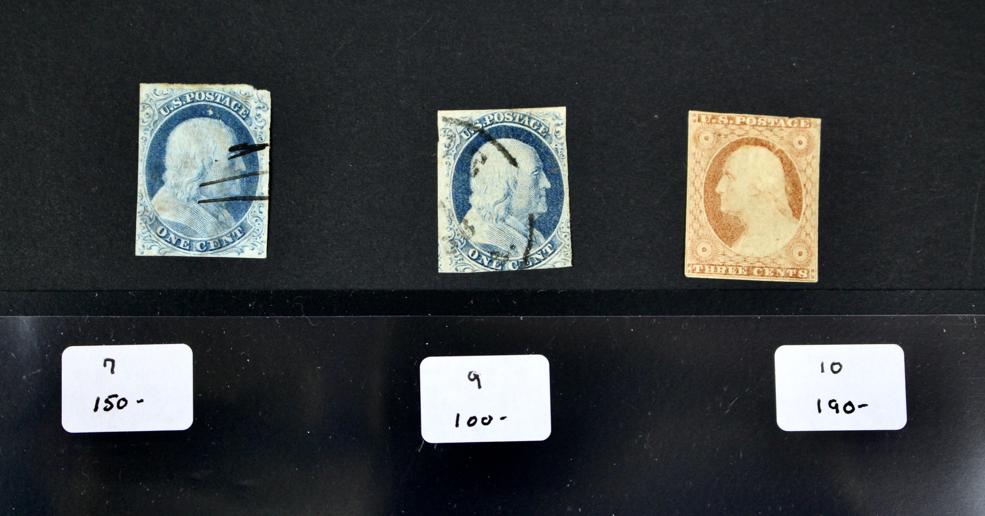 Fifteen Early American Postage Stamps, Scott #s 7 to 73