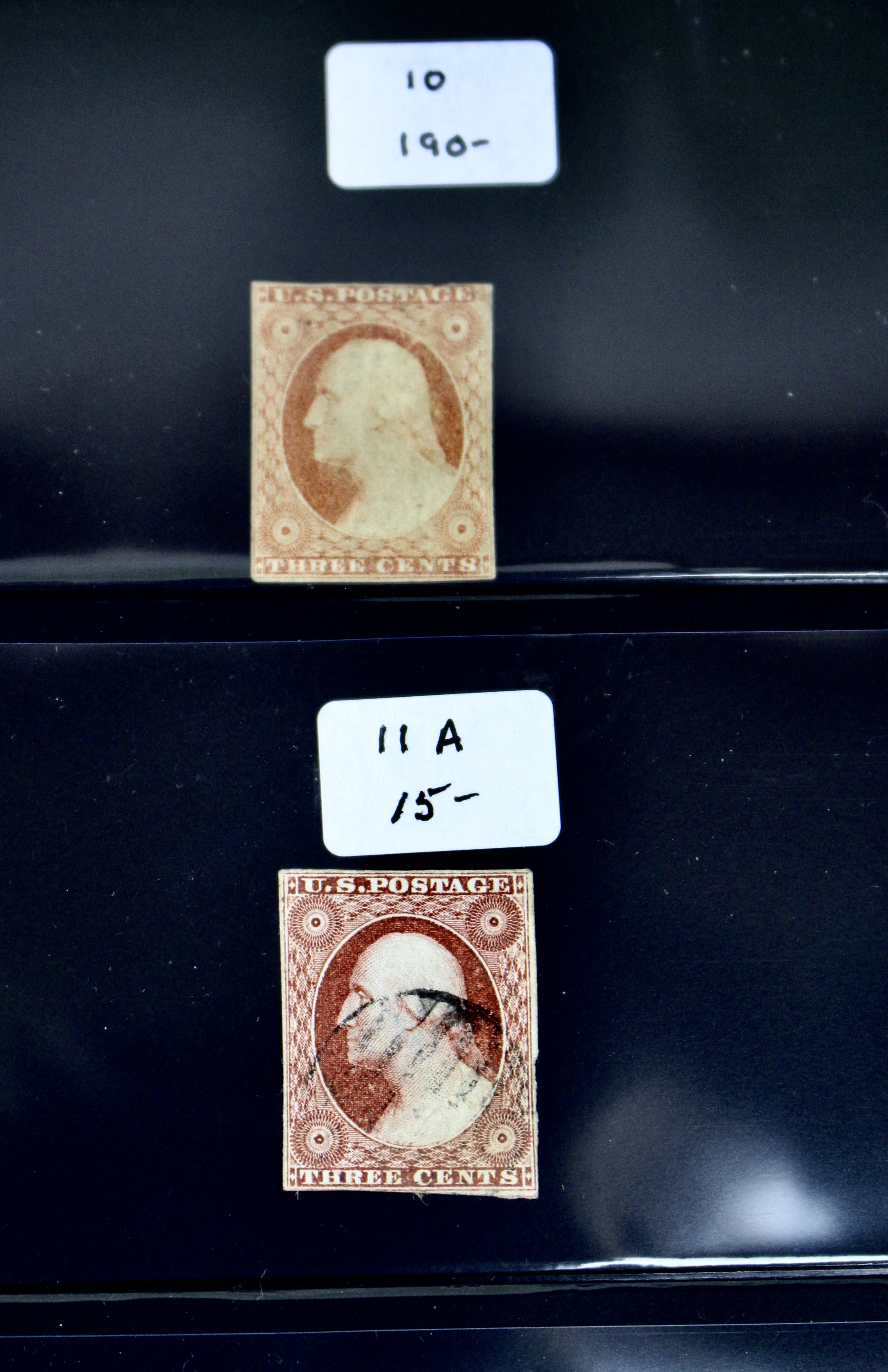 Fifteen Early American Postage Stamps, Scott #s 7 to 73