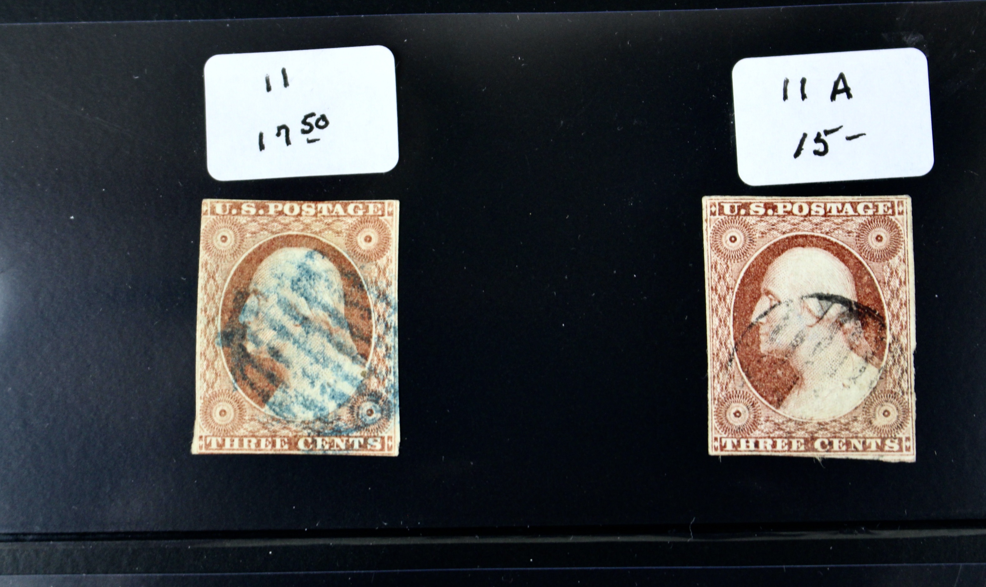 Fifteen Early American Postage Stamps, Scott #s 7 to 73