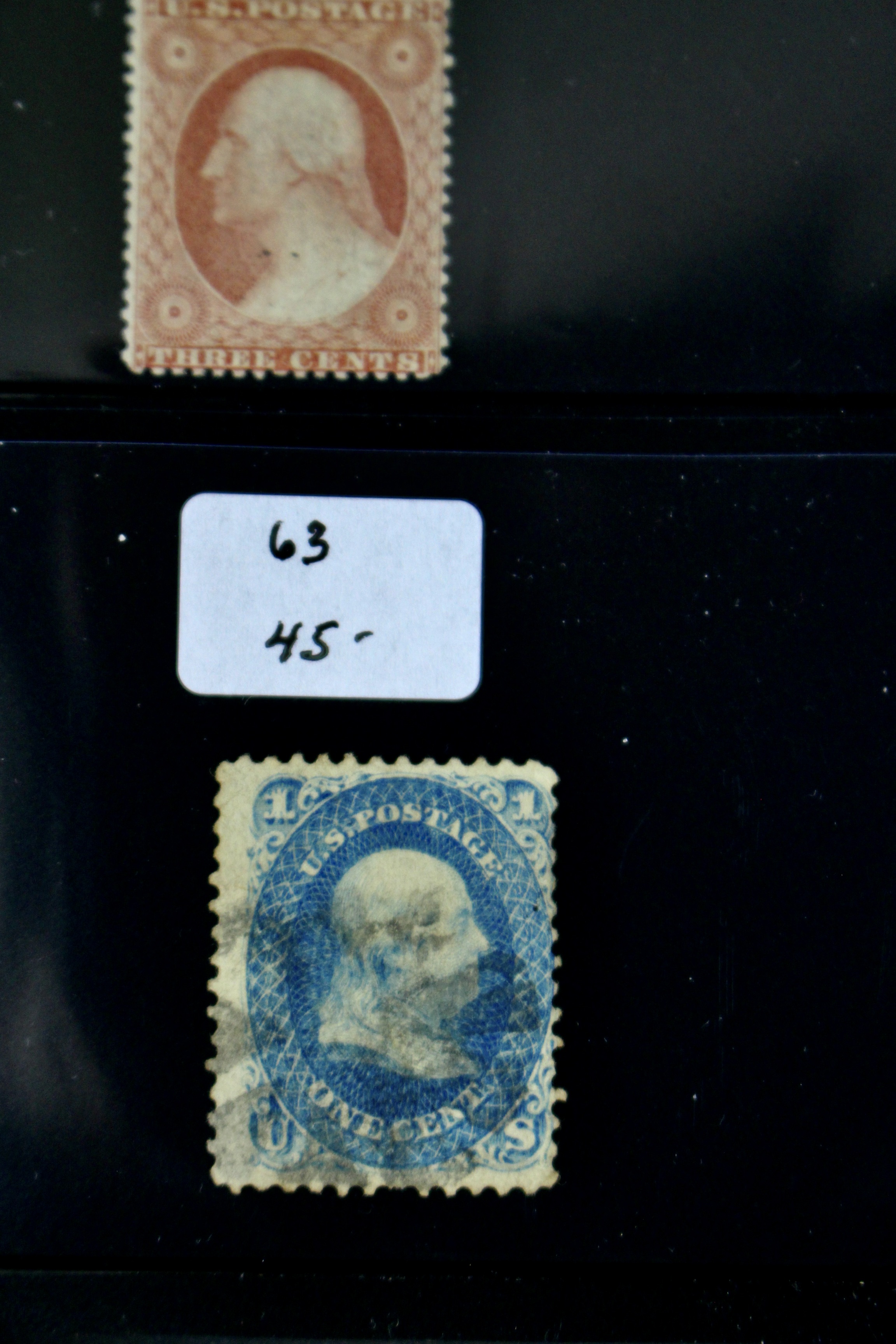 Fifteen Early American Postage Stamps, Scott #s 7 to 73
