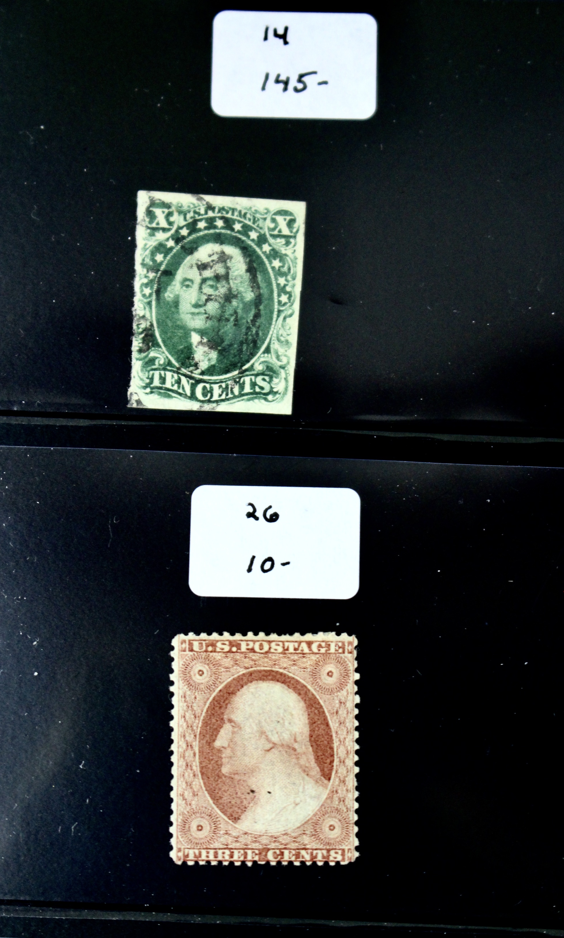 Fifteen Early American Postage Stamps, Scott #s 7 to 73