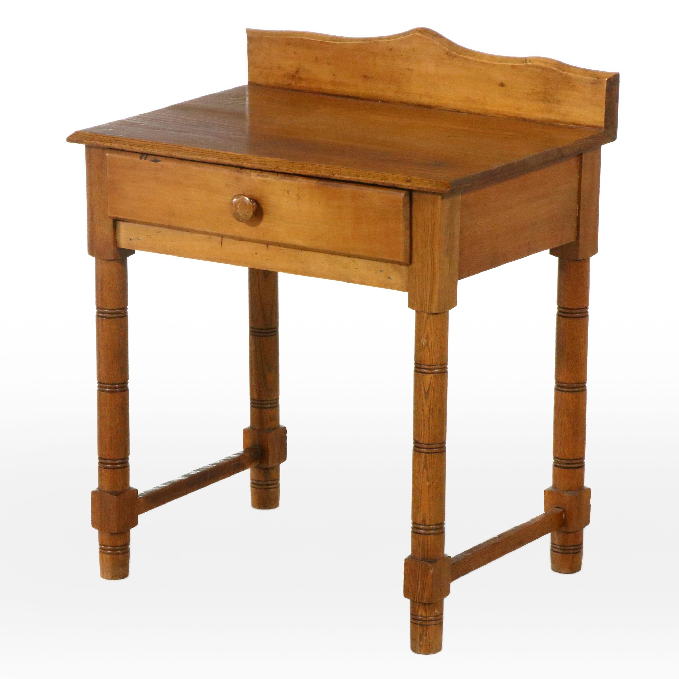 American Primitive Oak and Maple Side Table, 19th Century