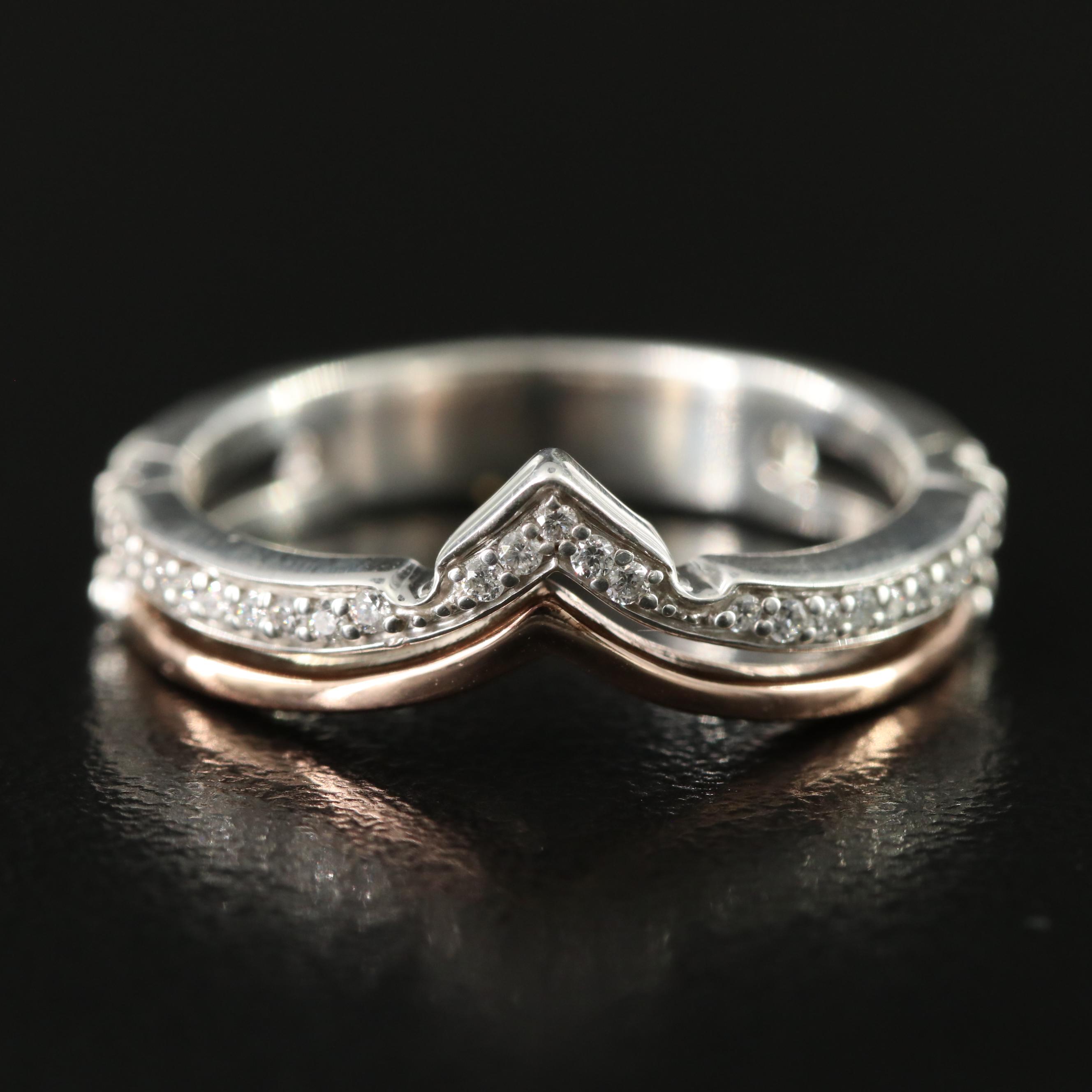 Disney Aurora Sterling Diamond Crown Ring with 10K Rose Gold Accent