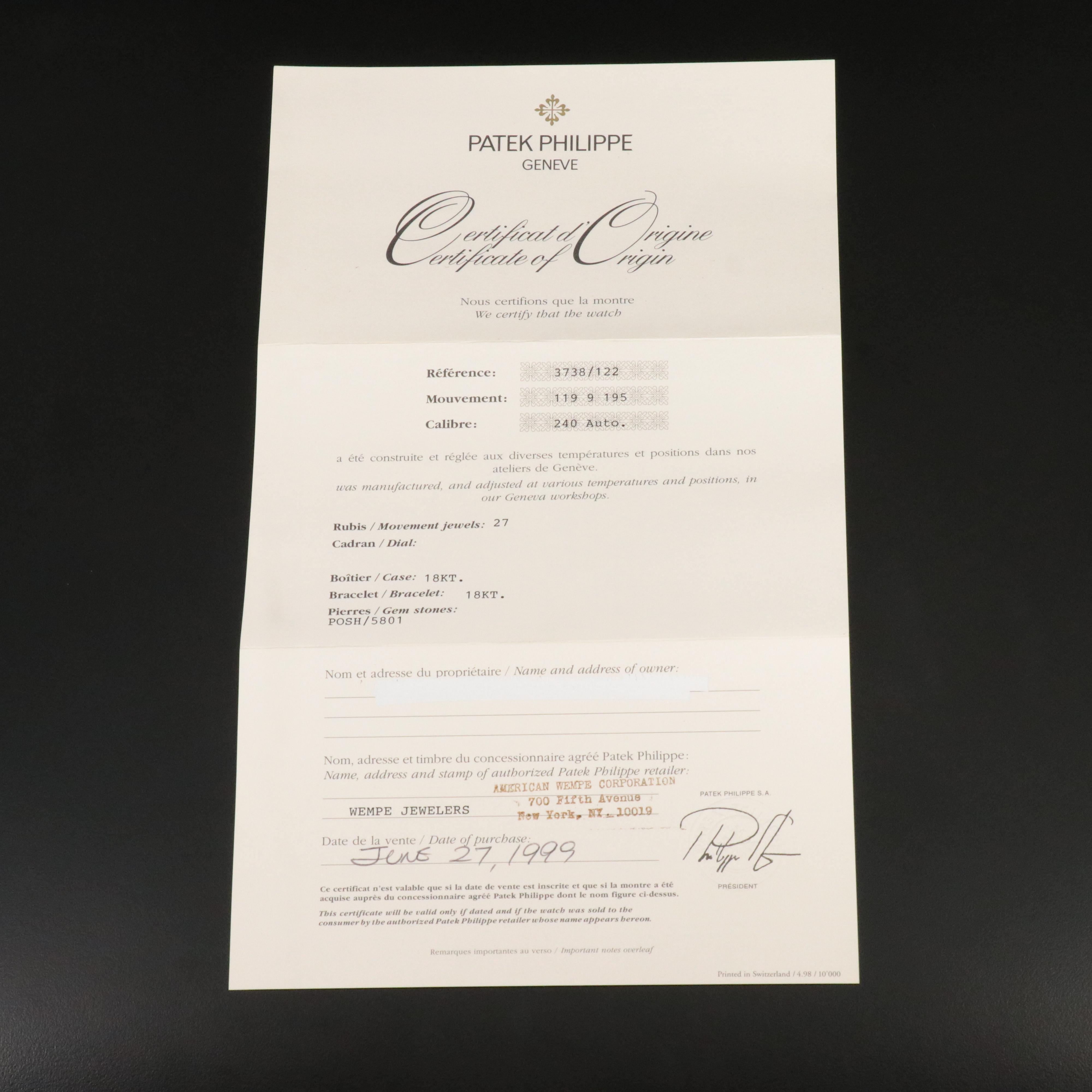 18K Patek Philippe Blue Sigma Dial Golden Ellipse Watch