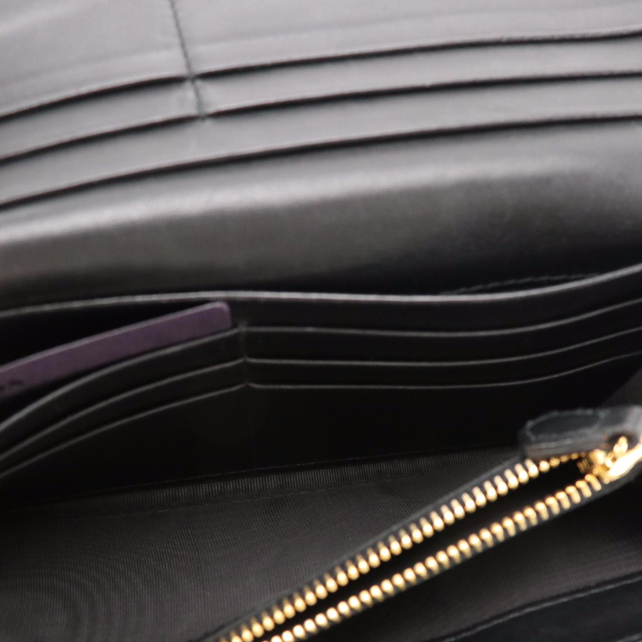 Prada Black Crinkled Tessuto Nylon and Leather Continental Flap Wallet with Box