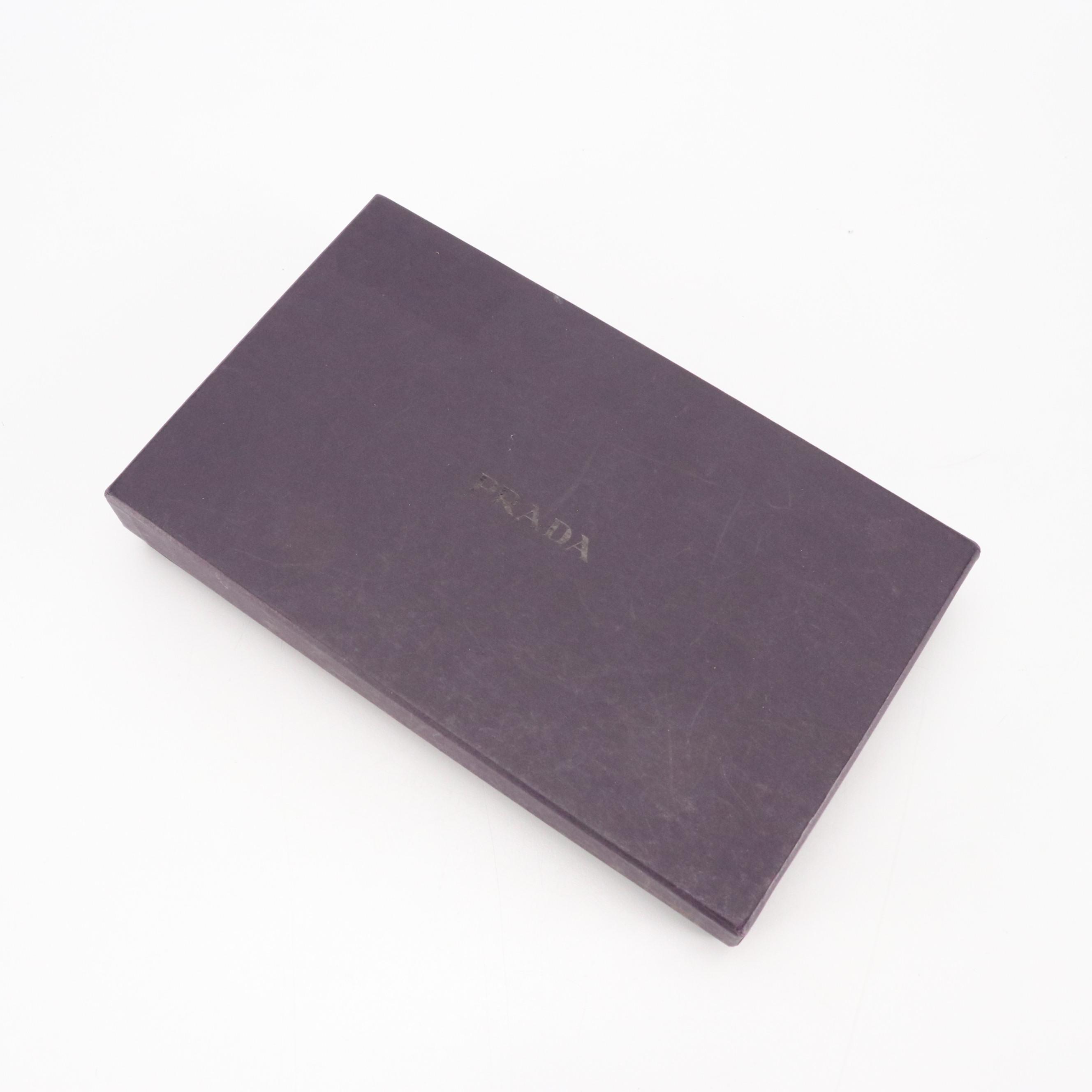 Prada Black Crinkled Tessuto Nylon and Leather Continental Flap Wallet with Box