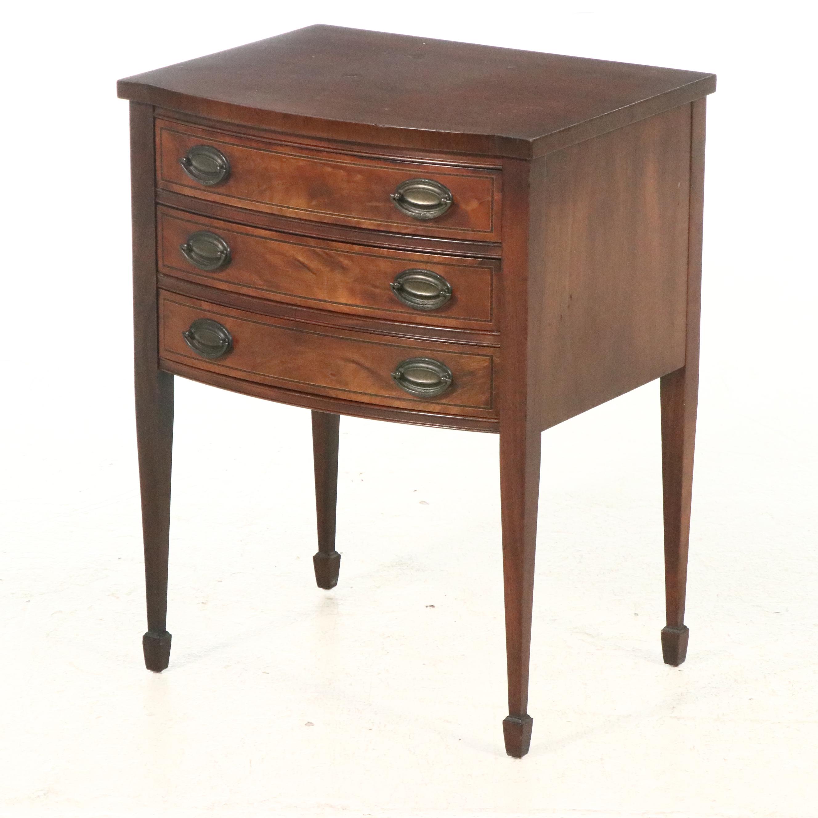 Two Johnson-Handley-Johnson Co. Federal Style Mahogany Three-Drawer Side Tables