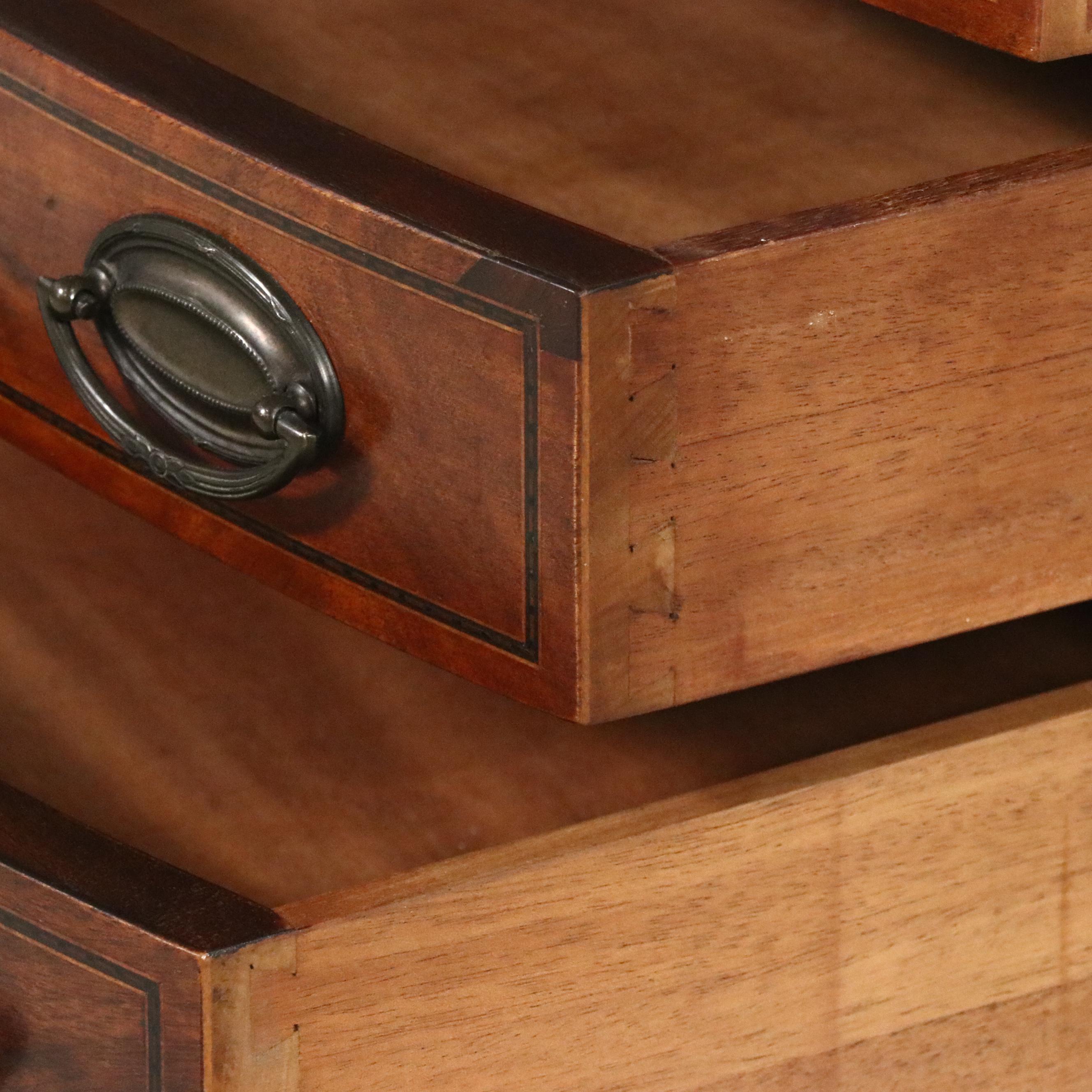 Two Johnson-Handley-Johnson Co. Federal Style Mahogany Three-Drawer Side Tables