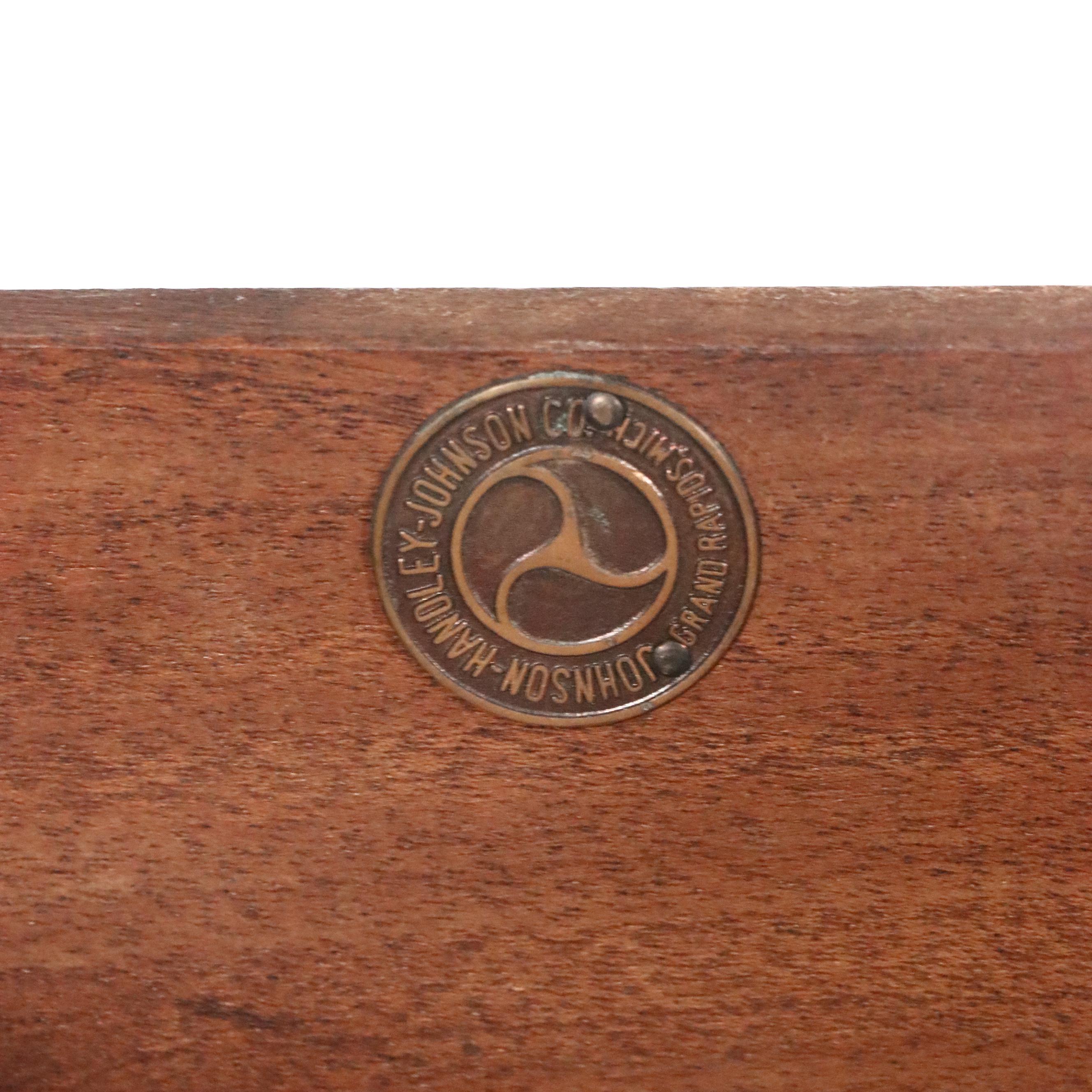 Two Johnson-Handley-Johnson Co. Federal Style Mahogany Three-Drawer Side Tables