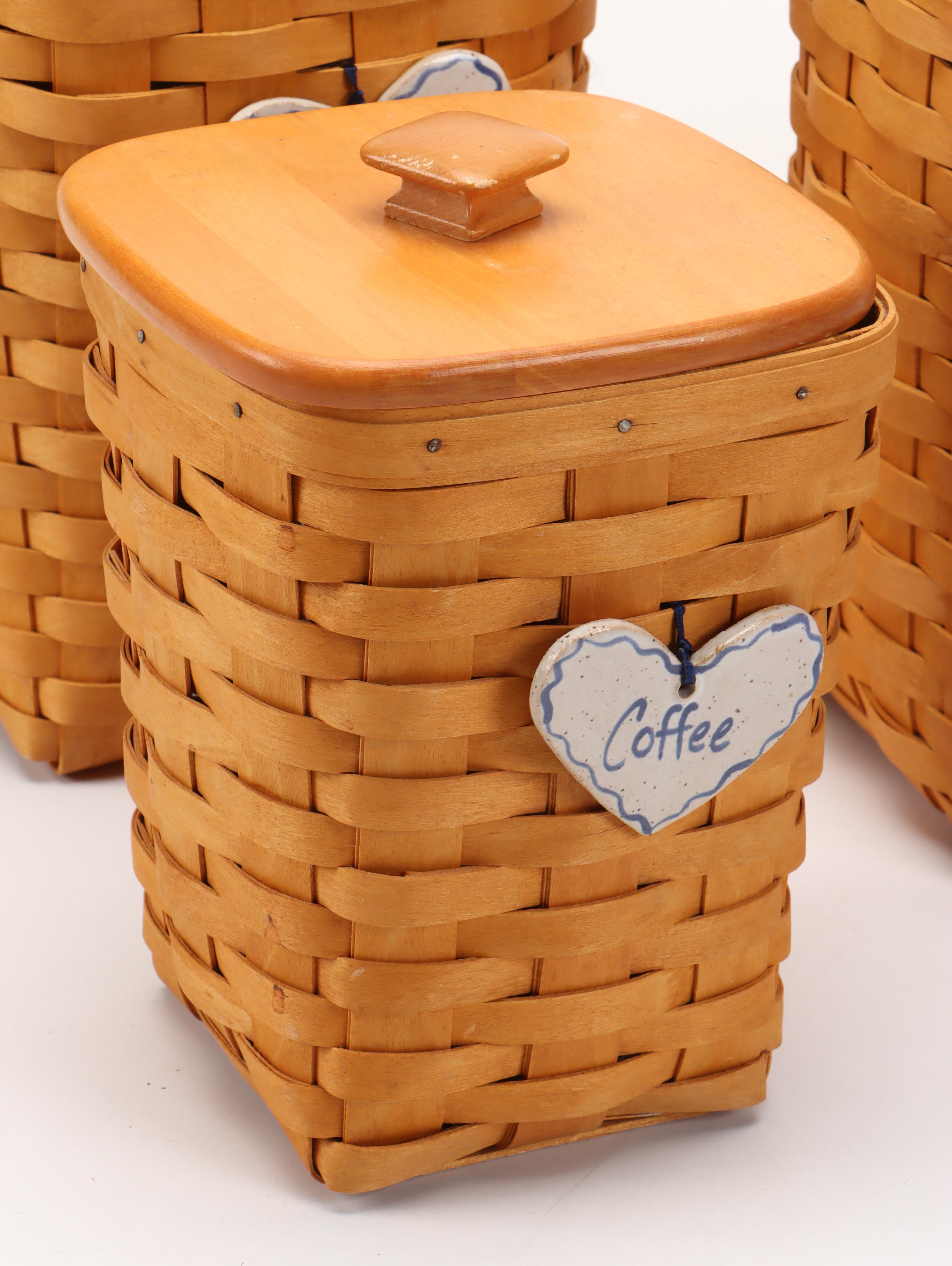 Longaberger Woven Maple Basket Canisters, Bread Basket Stone and More