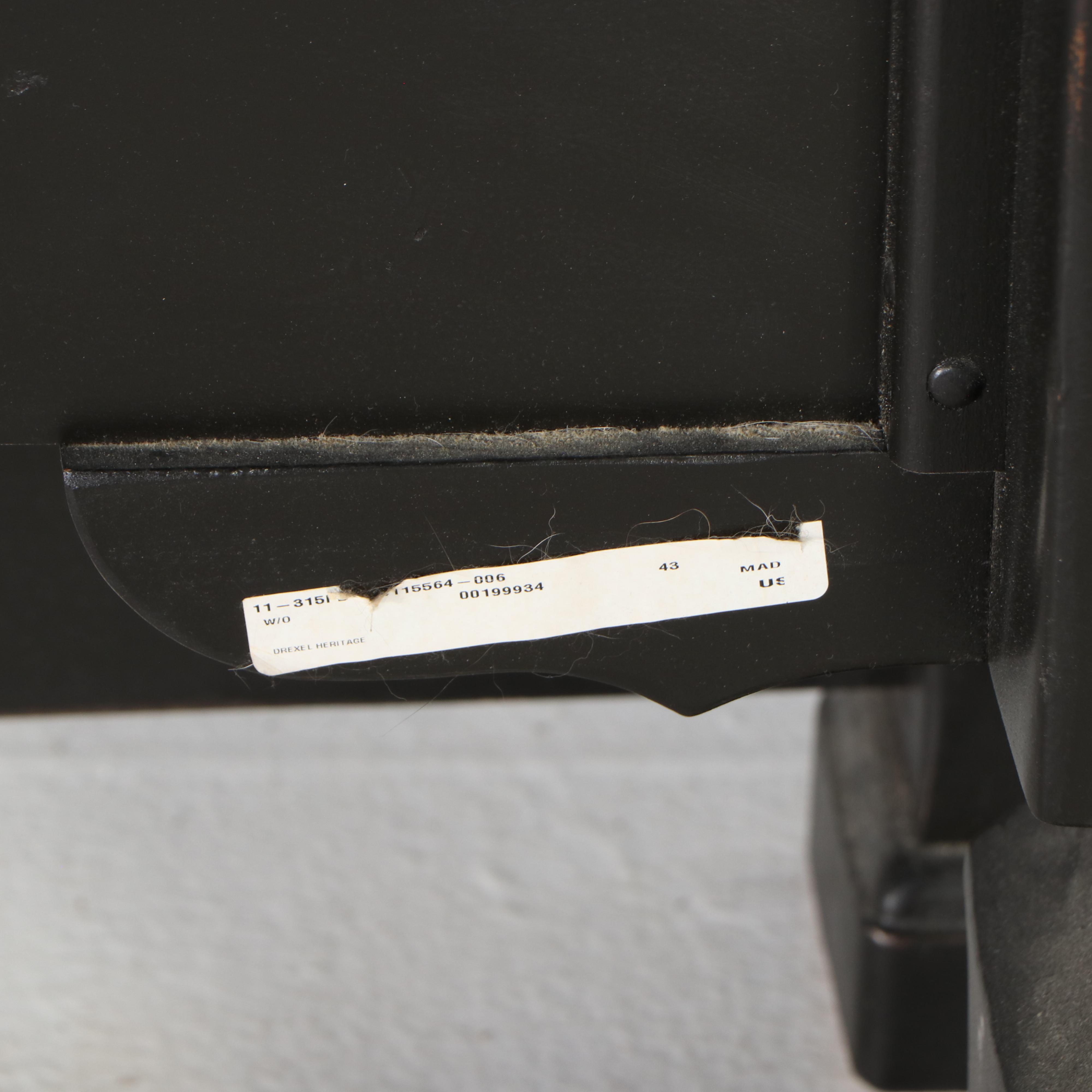 Drexel Heritage Rococo Style Parcel Gilt and Ebonized Wood King Size Bed Frame