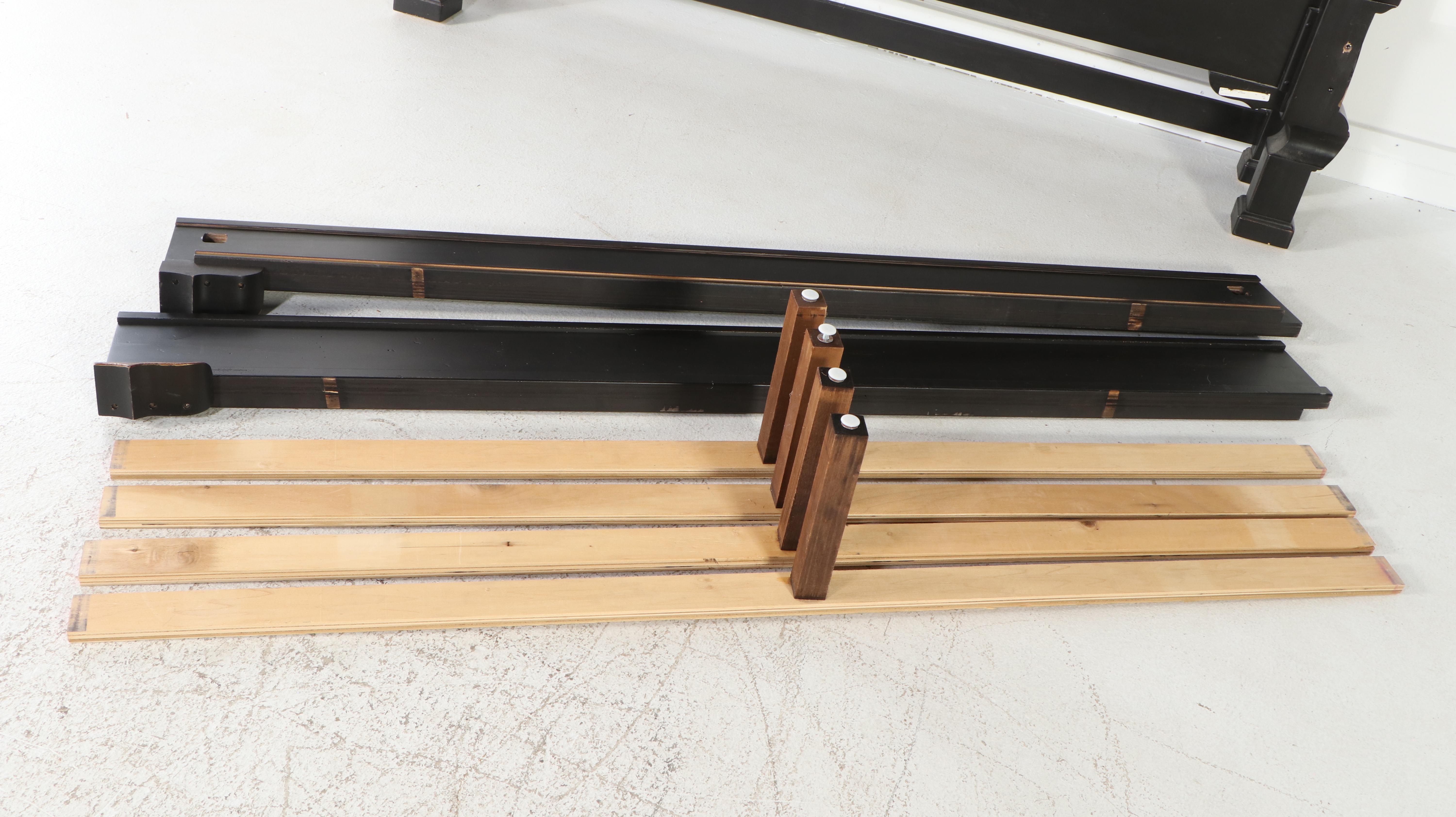 Drexel Heritage Rococo Style Parcel Gilt and Ebonized Wood King Size Bed Frame