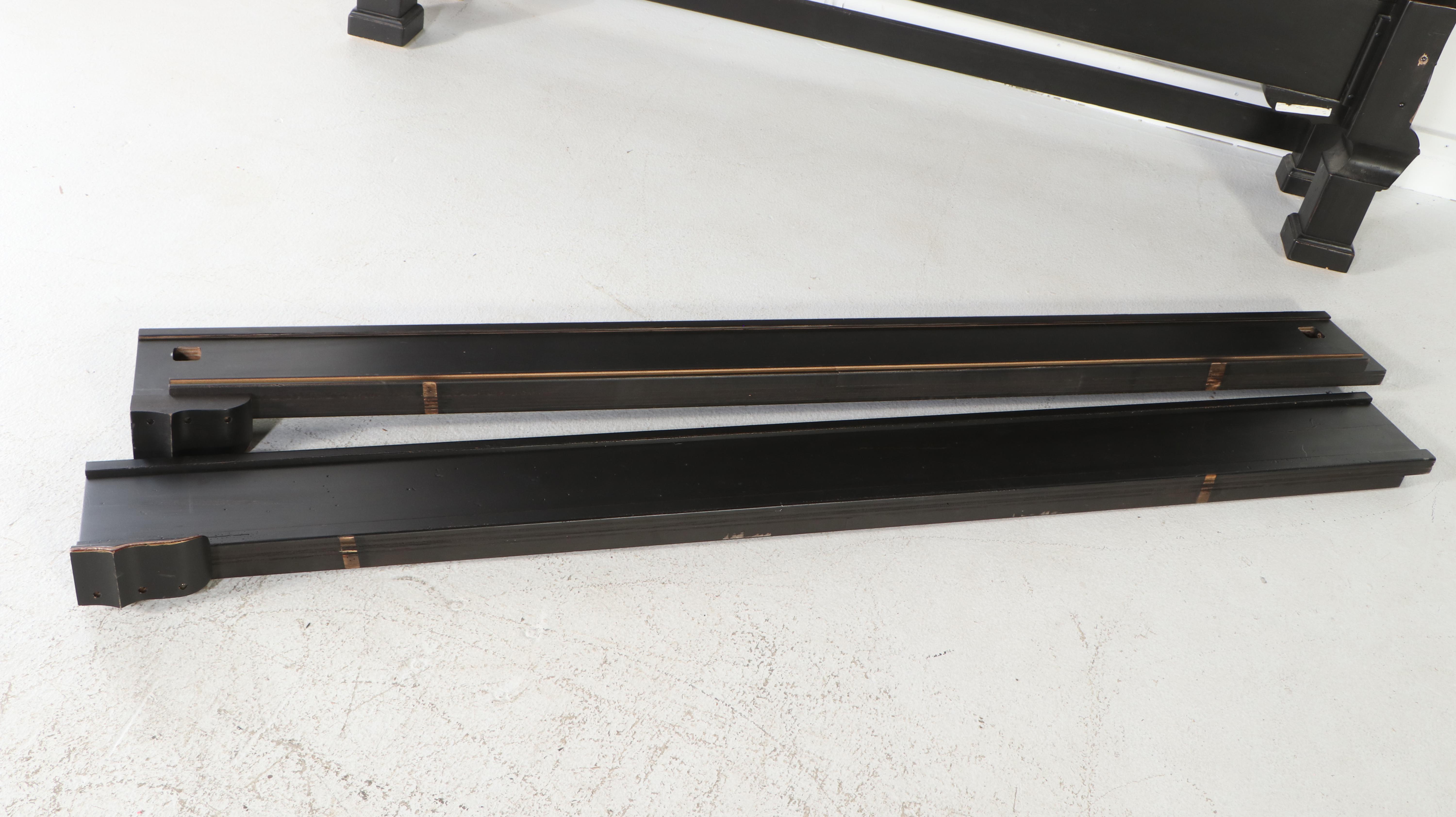 Drexel Heritage Rococo Style Parcel Gilt and Ebonized Wood King Size Bed Frame