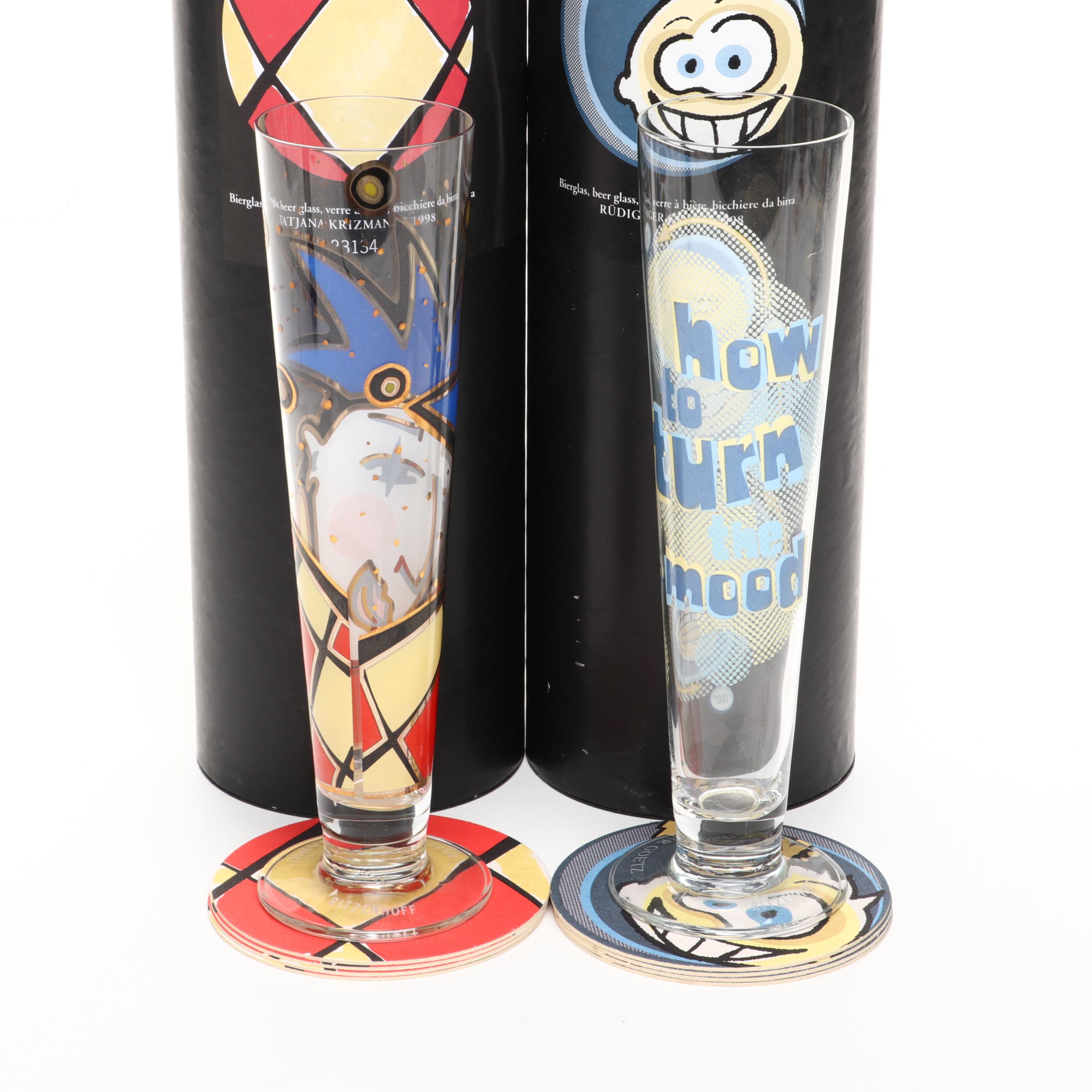 Ritzenhoff Glass Beer Glasses with Musical Beer Stein