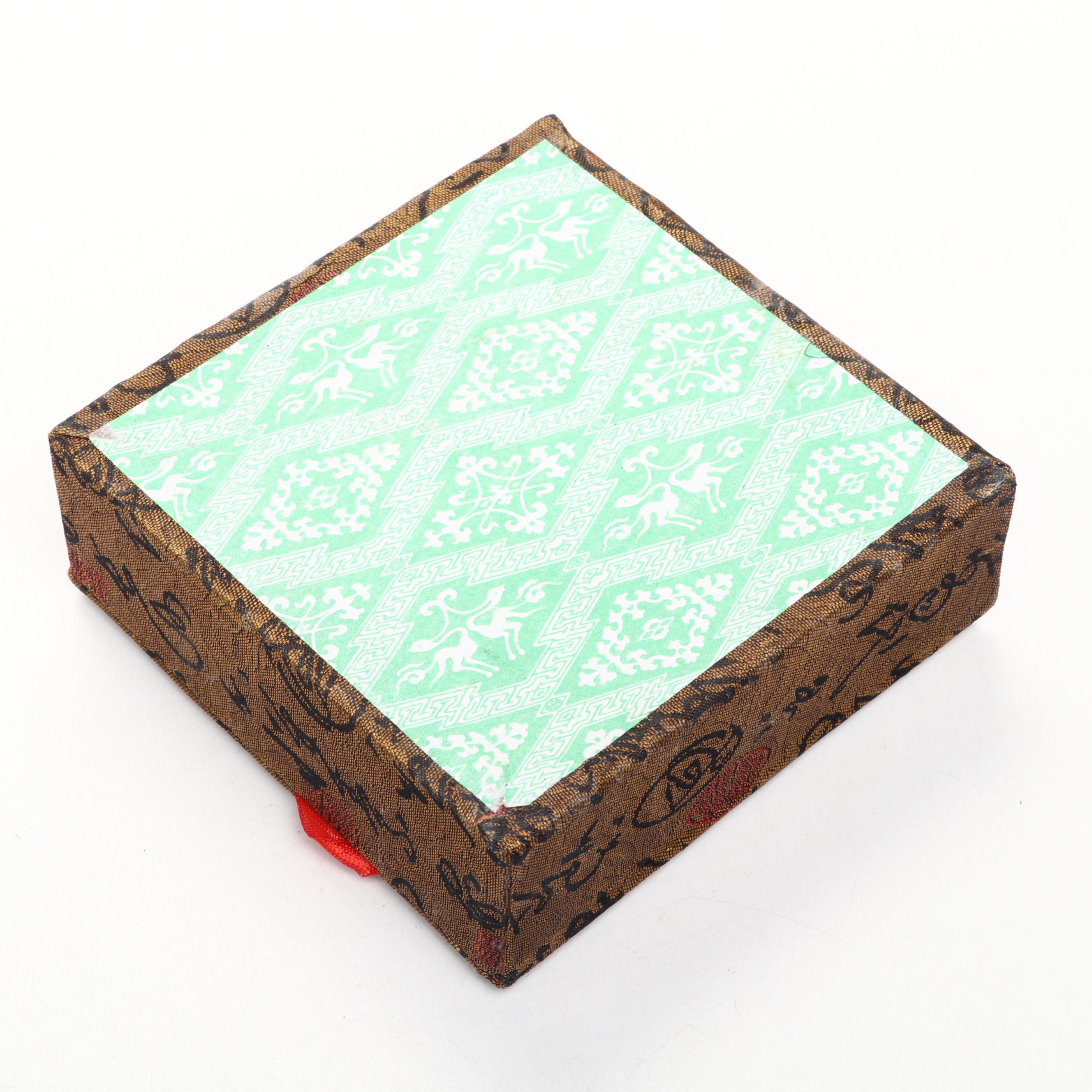 Pair of Chinese Porcelain Ink Pots with Soapstone Seal and Bone Ink Knife