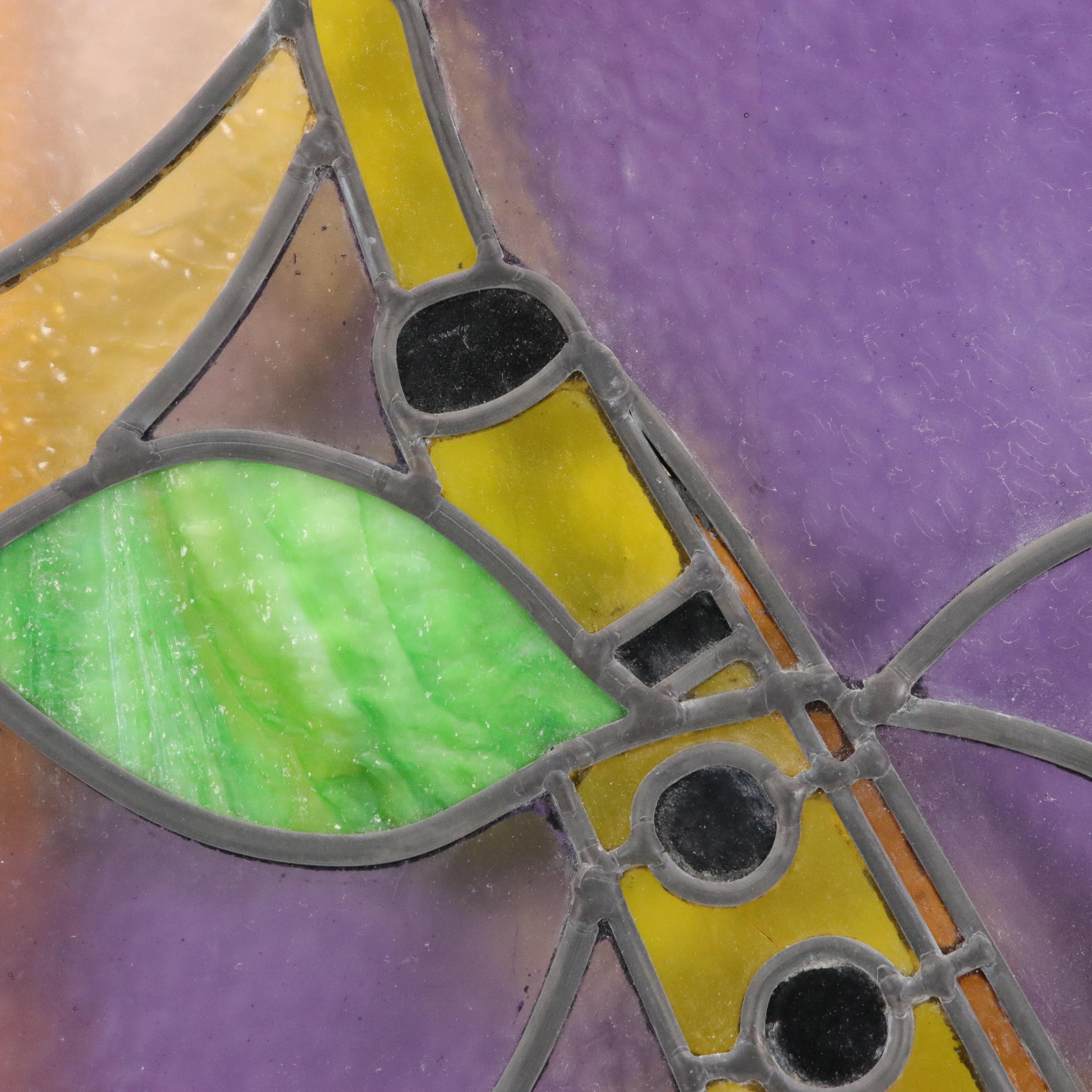 Partial Springline Stained Glass Panel with Saxophone Design